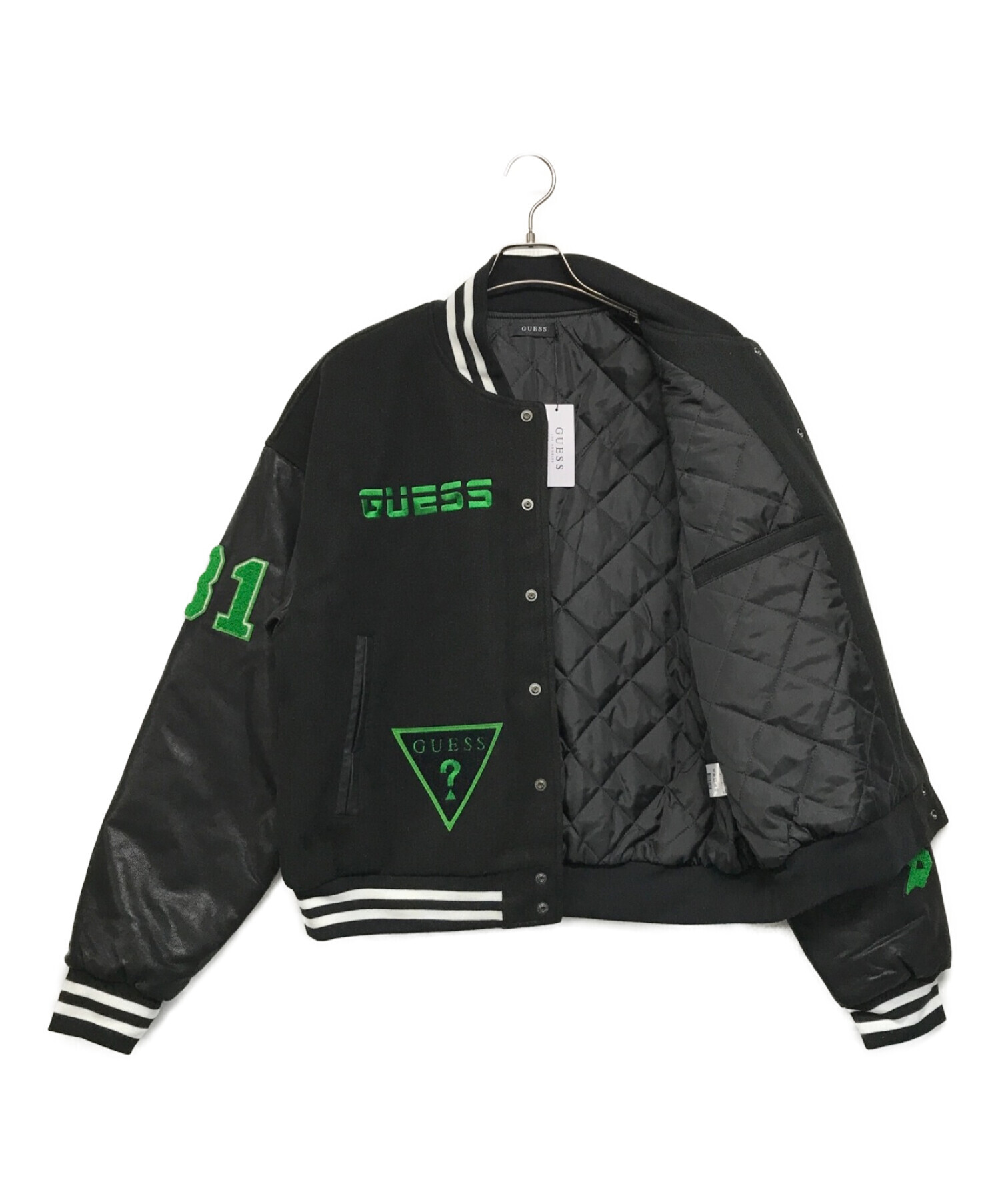 【中古・古着通販】GUESS (ゲス) スタジャン ブラック サイズ:SIZE