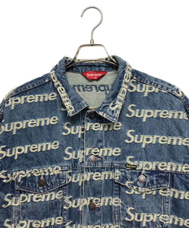 SUPREME (シュプリーム) FRAYED LOGOS DENIM TRUCKER JACKET インディゴ サイズ:XL