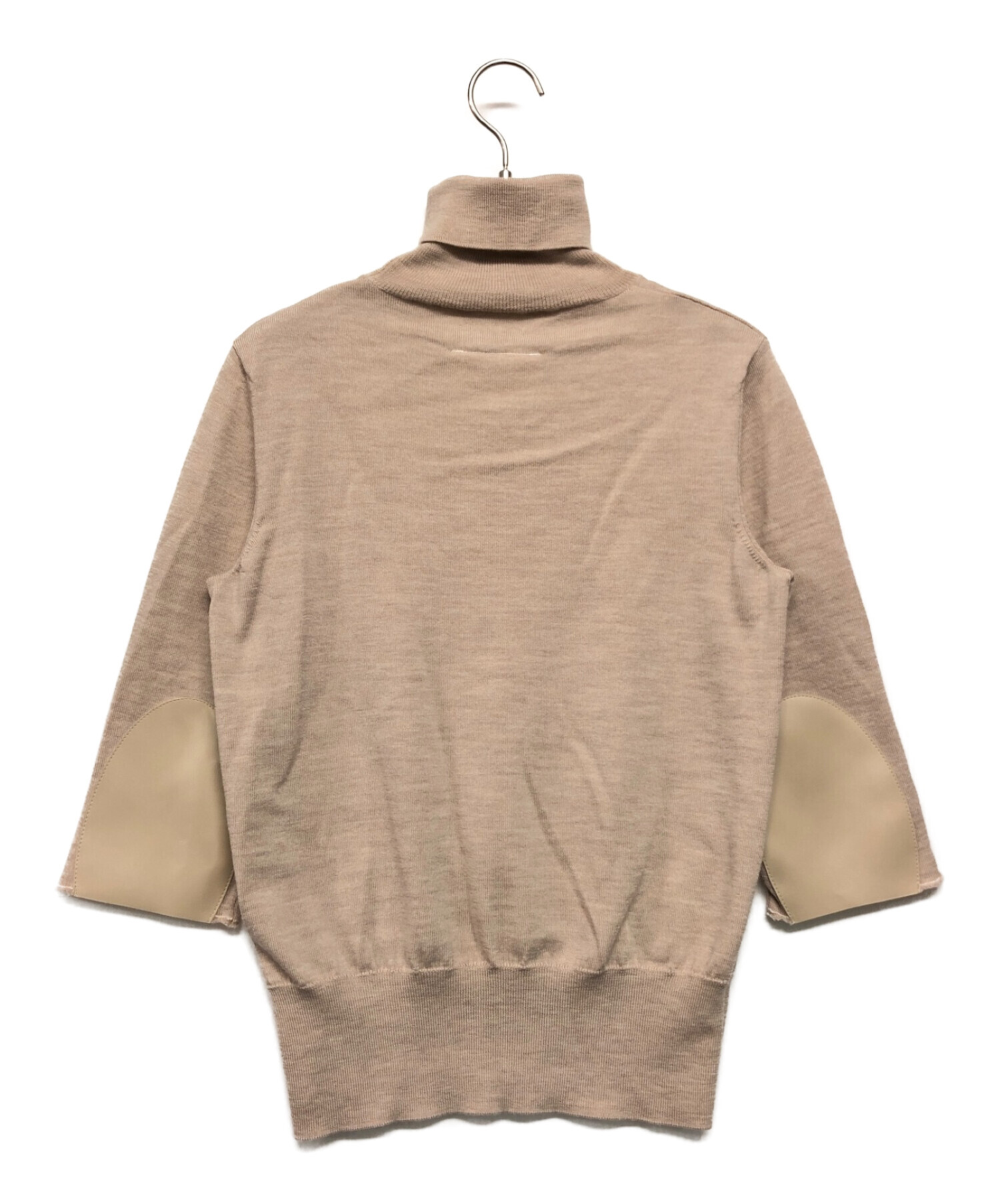 MM6 Maison Margiela (エムエムシックス メゾンマルジェラ) クロップドエルボーパッチ タートルネックニット ベージュ  サイズ:SIZE S