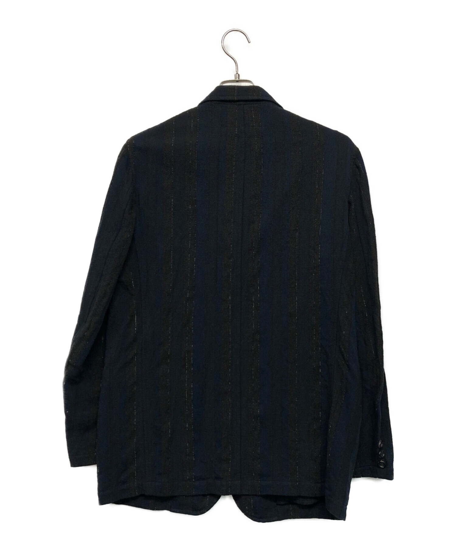 COMME des GARCONS HOMME (コムデギャルソン オム) 製品洗いラメ糸ウール3Bジャケット ブラウン×ネイビー サイズ:SIZE S