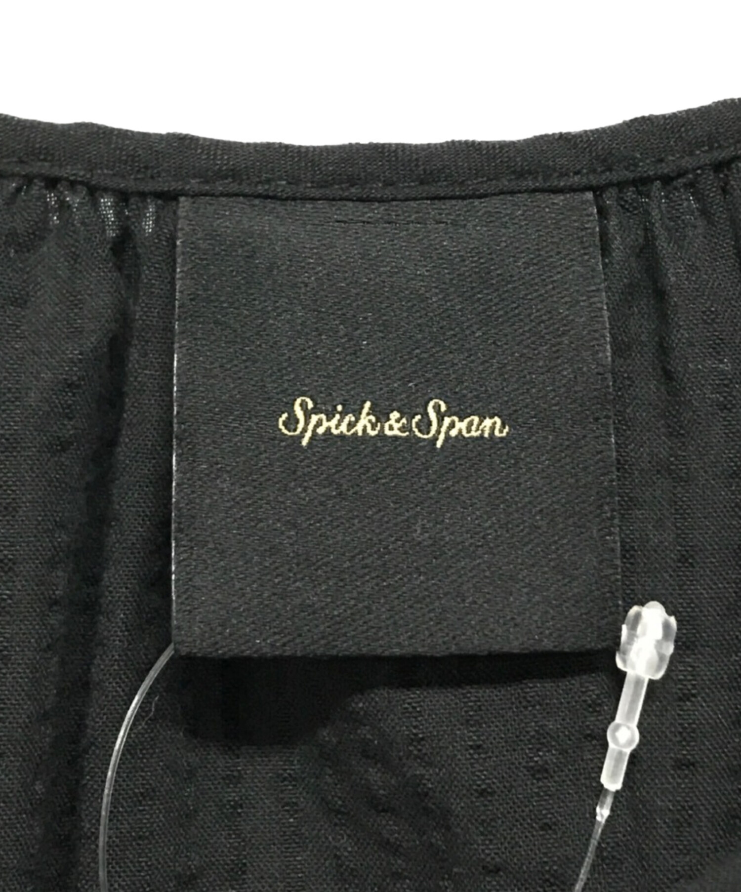 Spick and Span (スピックアンドスパン) サッカーパフスリーブワンピース ブラック サイズ:SIZE Free 未使用品