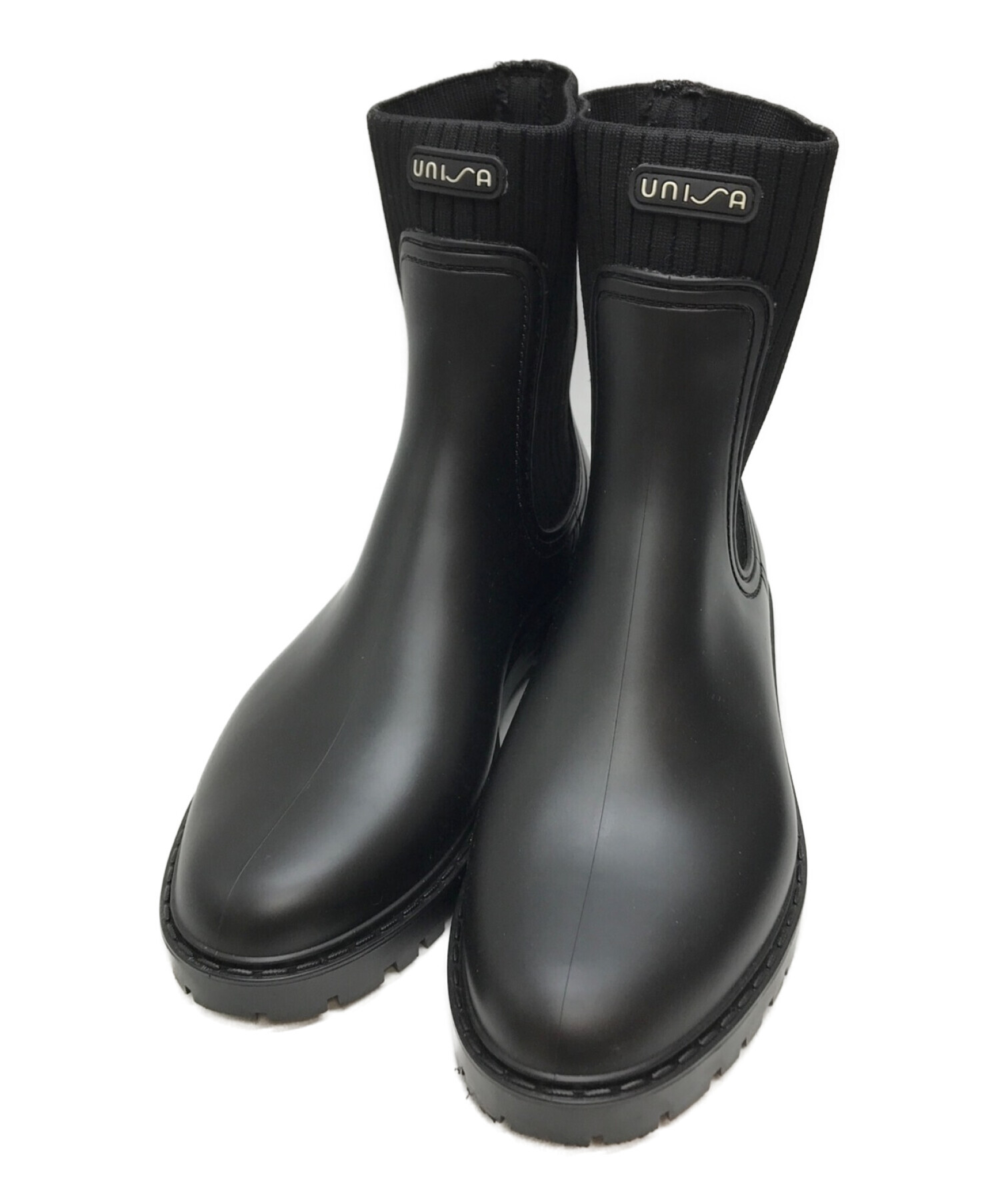 UNISA (ウニサ) サイドゴア ショートレインブーツ ブラック サイズ:SIZE 39