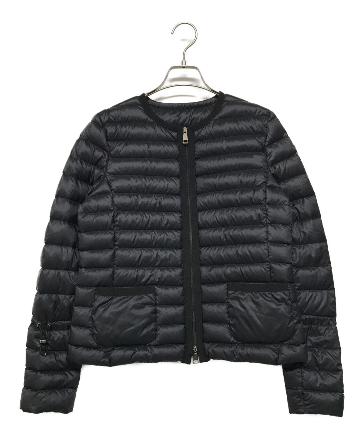 MONCLER (モンクレール) ノーカラーダウンジャケット ブラック サイズ:SIZE 0