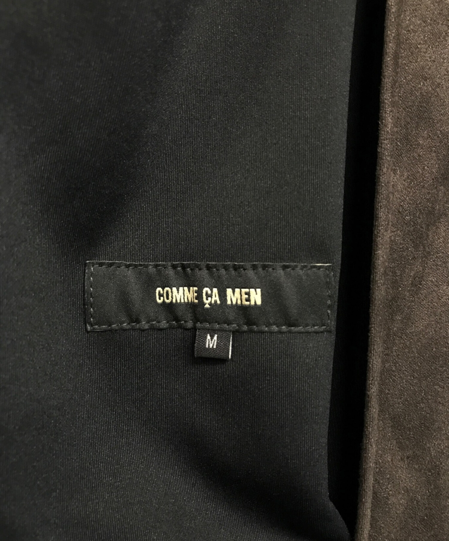 COMME CA MEN (コムサ・メン) フェイクスエードジャージーフーデッドコート ブラウン サイズ:SIZE M