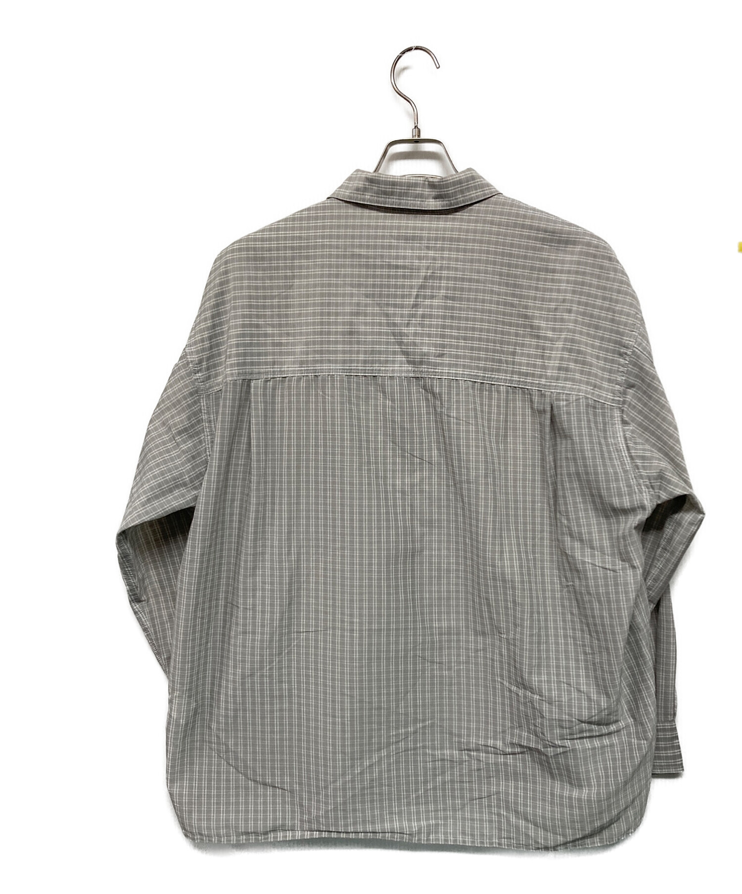 STEVEN ALAN (スティーブンアラン) T/C CHECK TRIPLE-STICH CAMP COLLAR SHIRT グレー サイズ:M