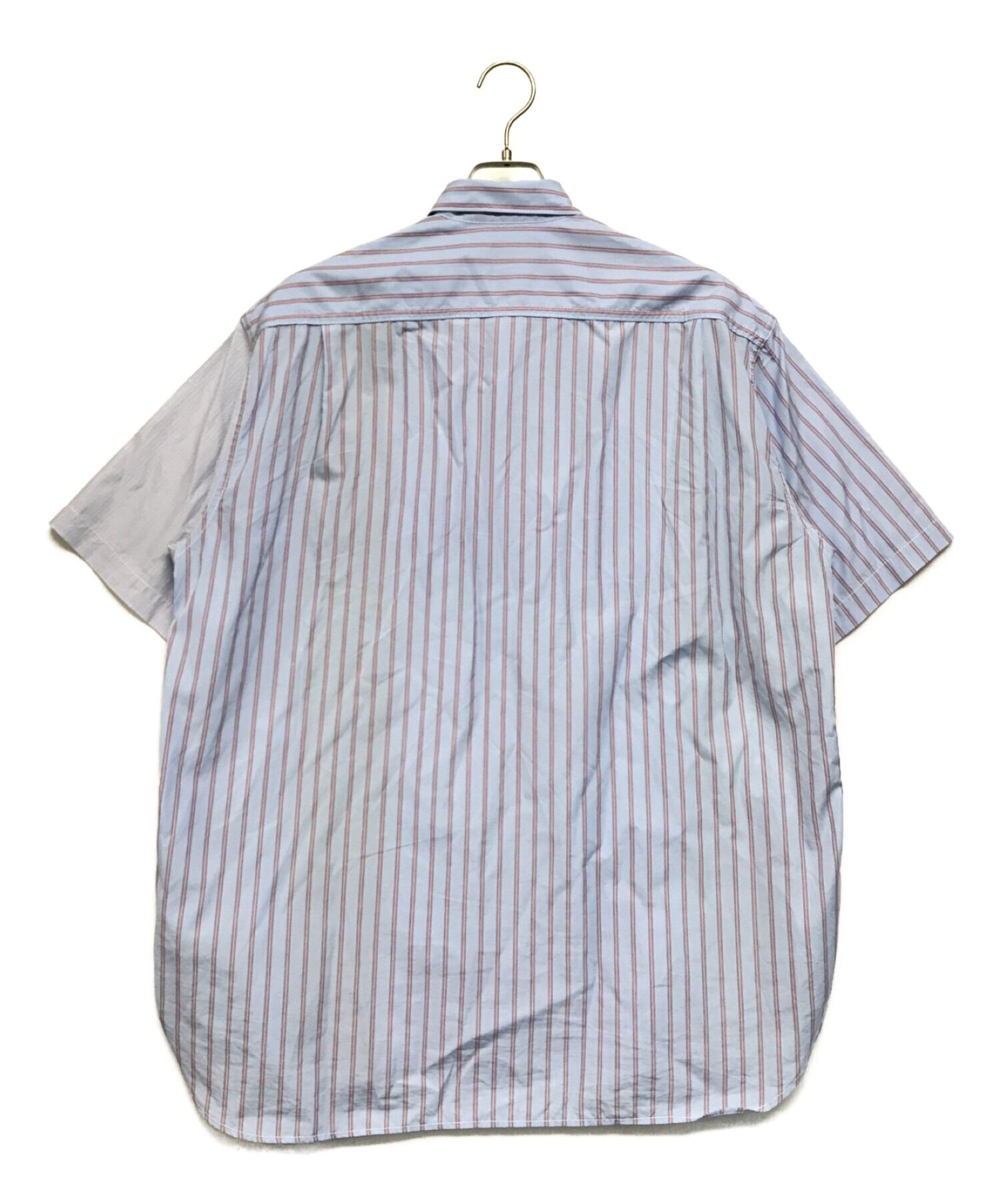 COMME des GARCONS HOMME (コムデギャルソン オム) 綿ストライプ × 多素材MIX S/Sシャツ ブルー サイズ:SIZE S