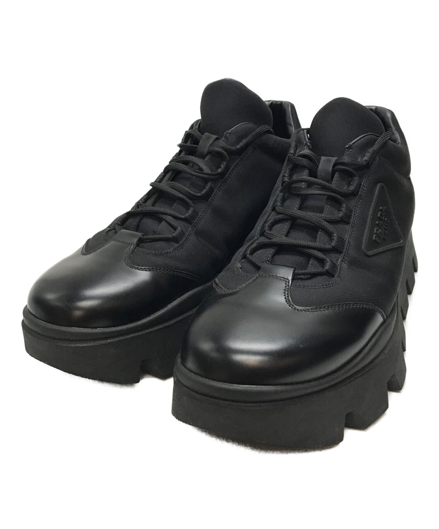 【大人気】PRADA プラダ 革靴 厚底 黒色 ブラック サイズ8