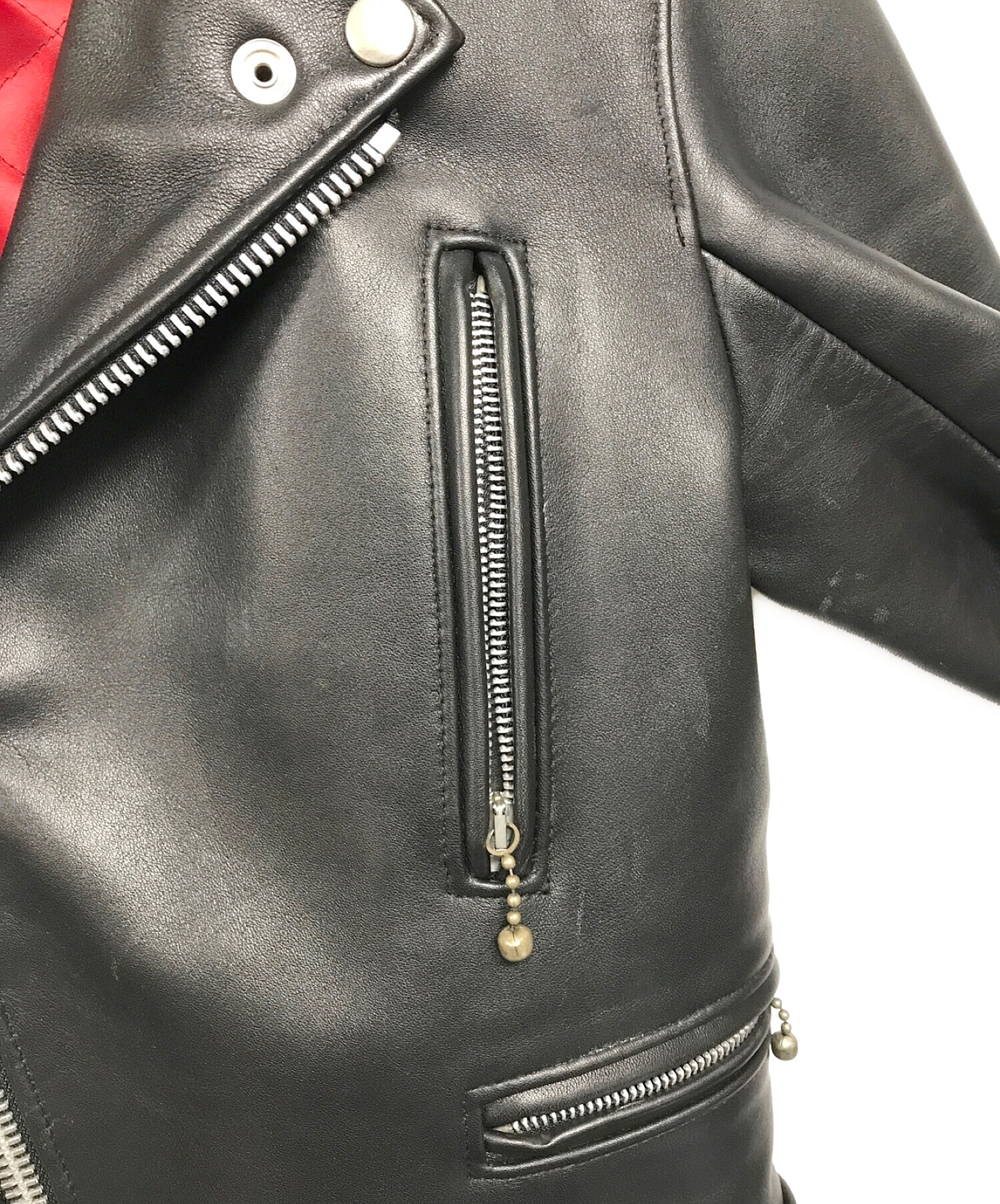 666 LEATHER WEAR (666レザーウェア) レザーライダースジャケット ブラック サイズ:30