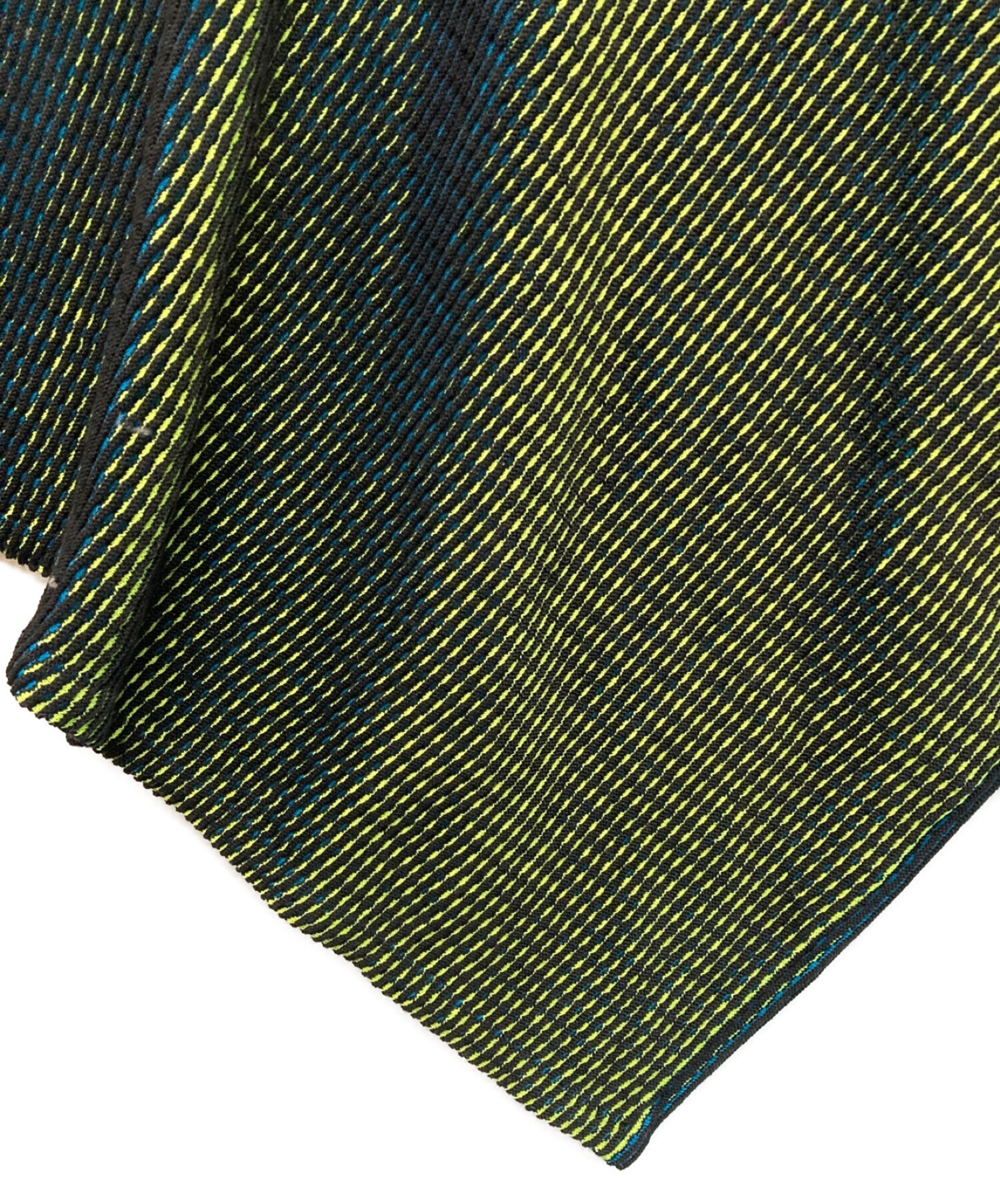 ISSEY MIYAKE (イッセイミヤケ) オーロラニットワンピース 黄緑×ブルー×ブラック サイズ:SIZE 2