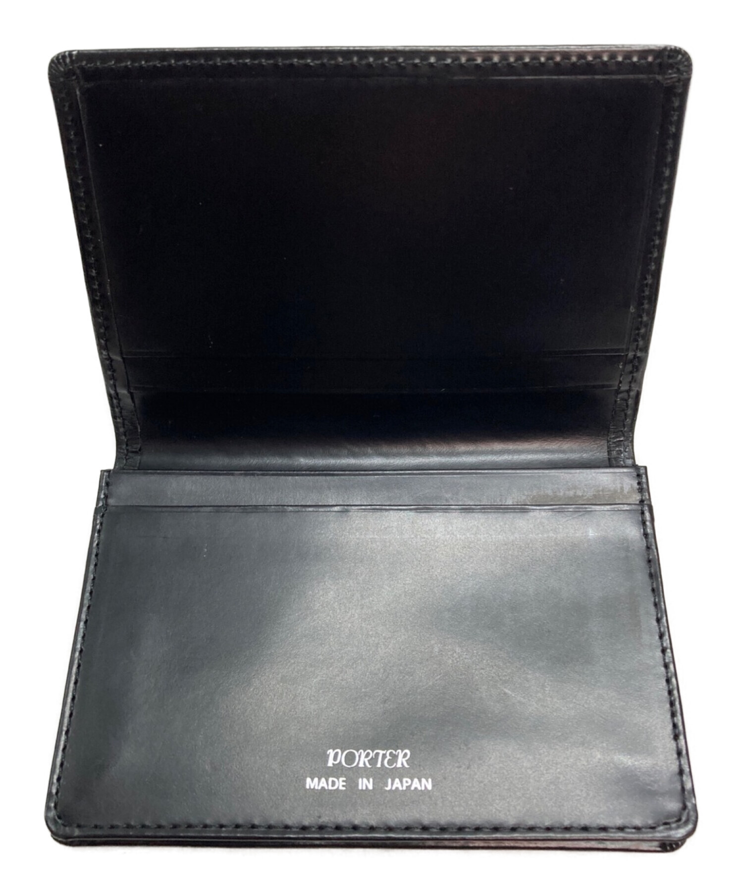 中古・古着通販】PORTER (ポーター) PS LEATHER WALLET GLASS LEATHER Ver ブラック｜ブランド・古着通販  トレファク公式【TREFAC FASHION】スマホサイト