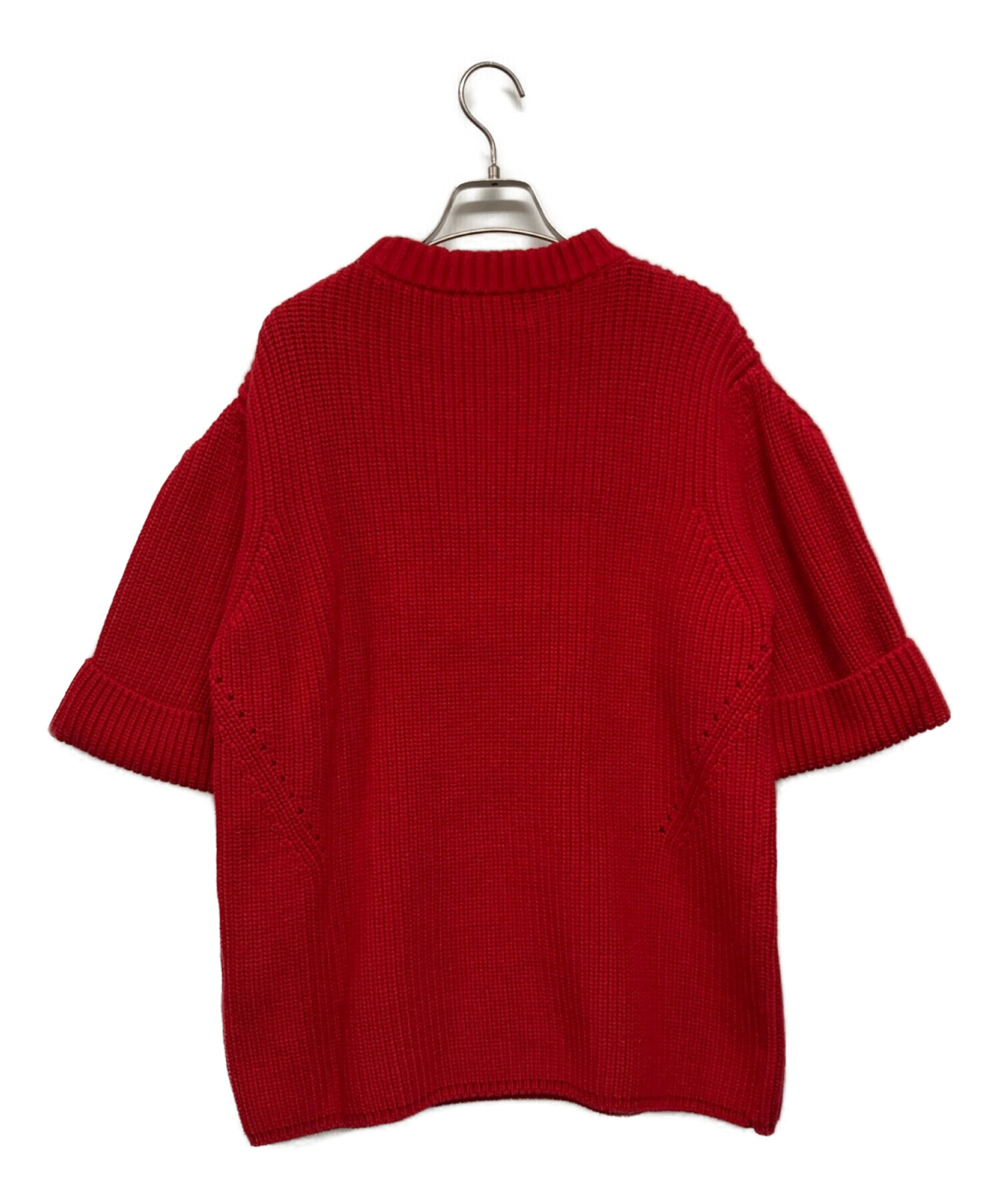 中古・古着通販】CLANE (クラネ) OVER HALF SLEEVE KNIT TOPS レッド