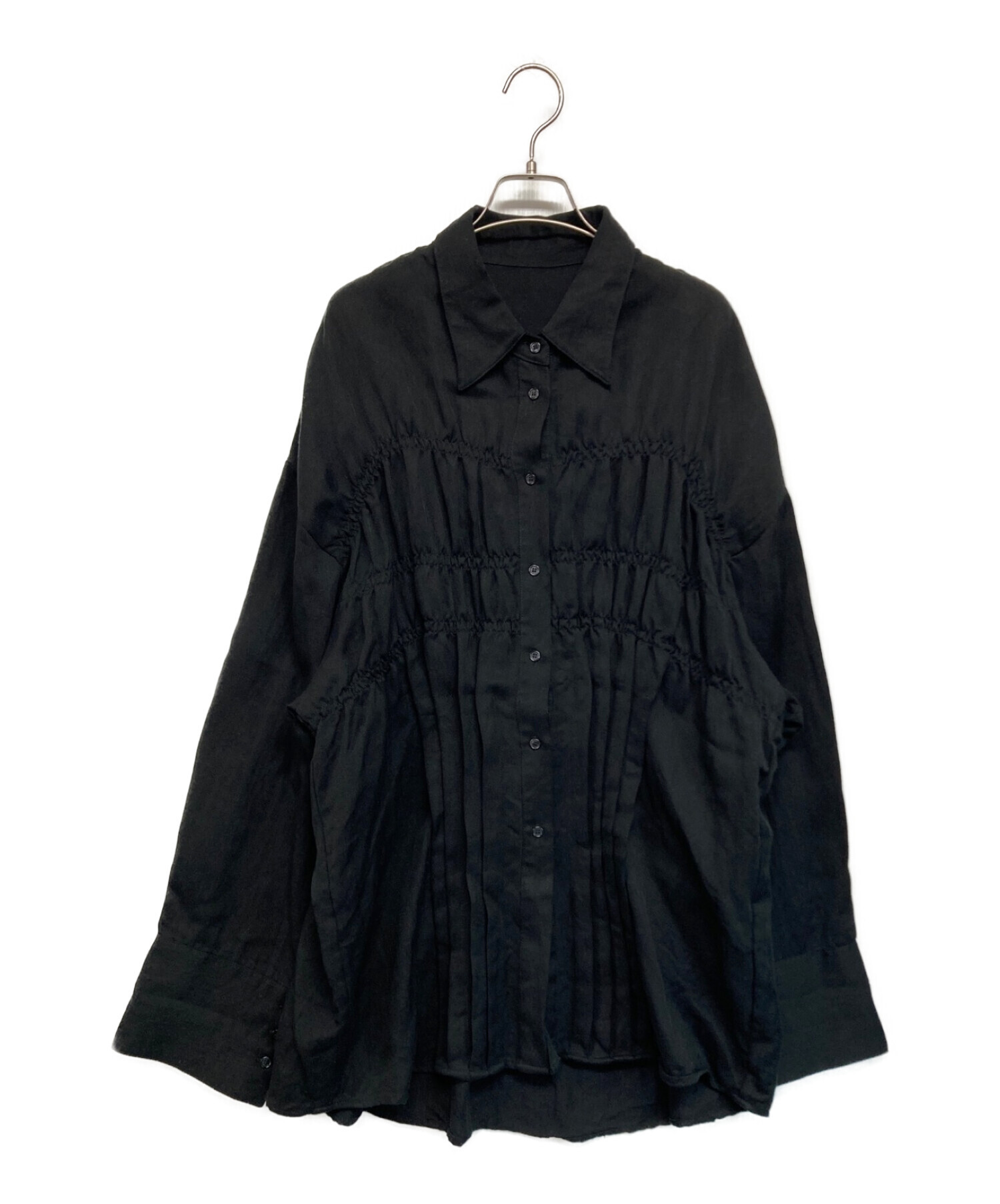 正規品 knuth shirt/black TOPS marf shirring shirring shirt/black トップス