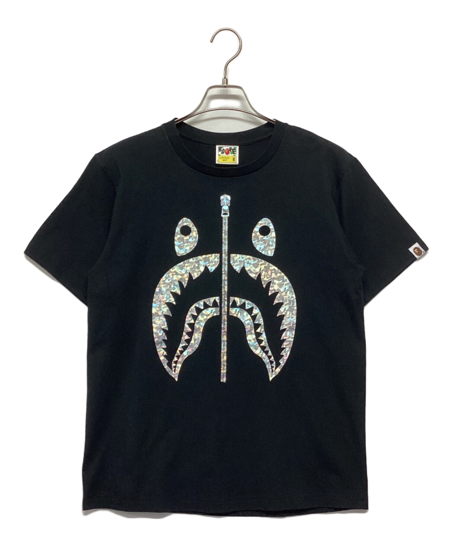 A BATHING APE (アベイシングエイプ) シャークTシャツ ブラック サイズ:SIZE M