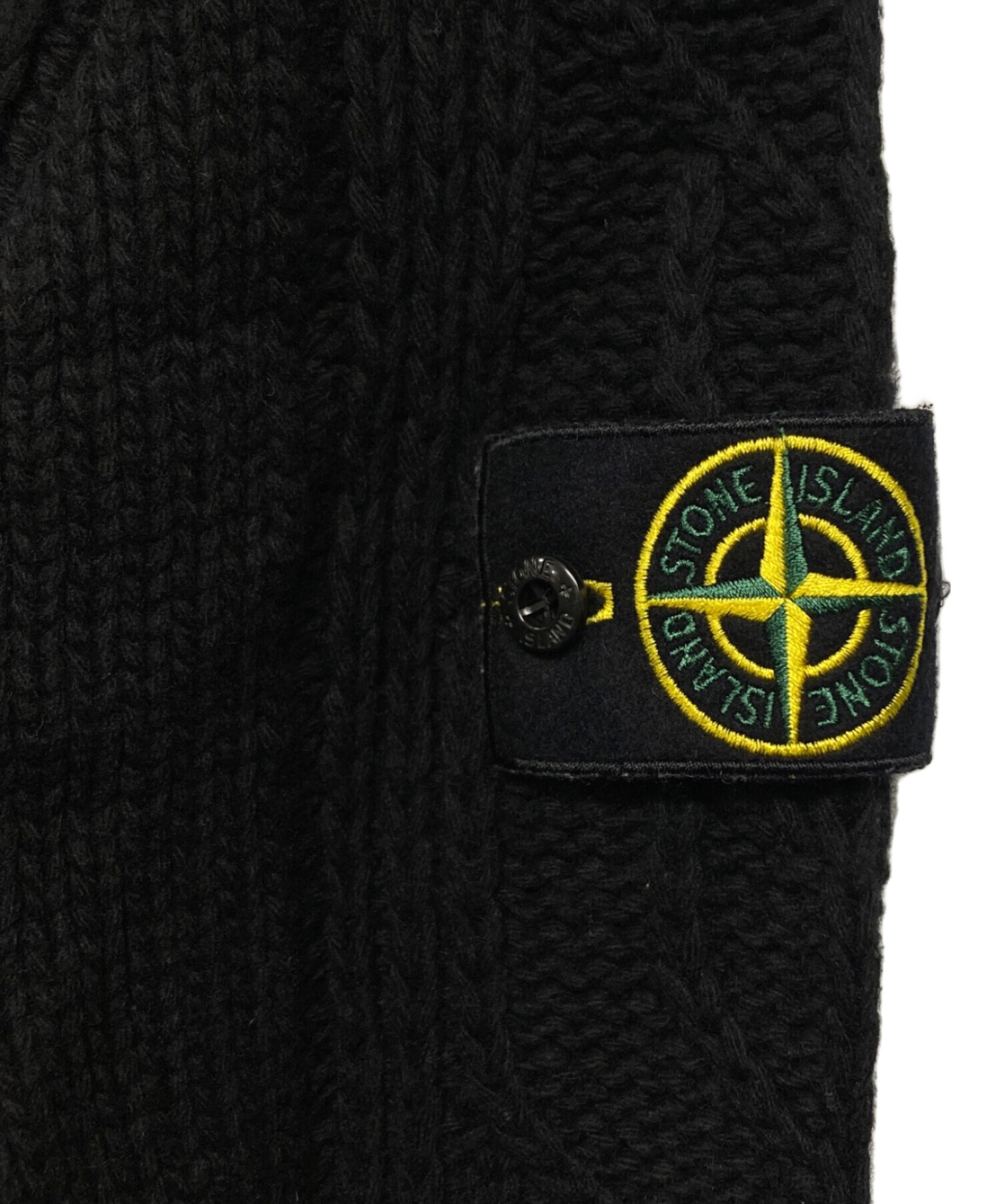 STONE ISLAND (ストーンアイランド) ケーブル編みニット ブラック サイズ:SIZE L