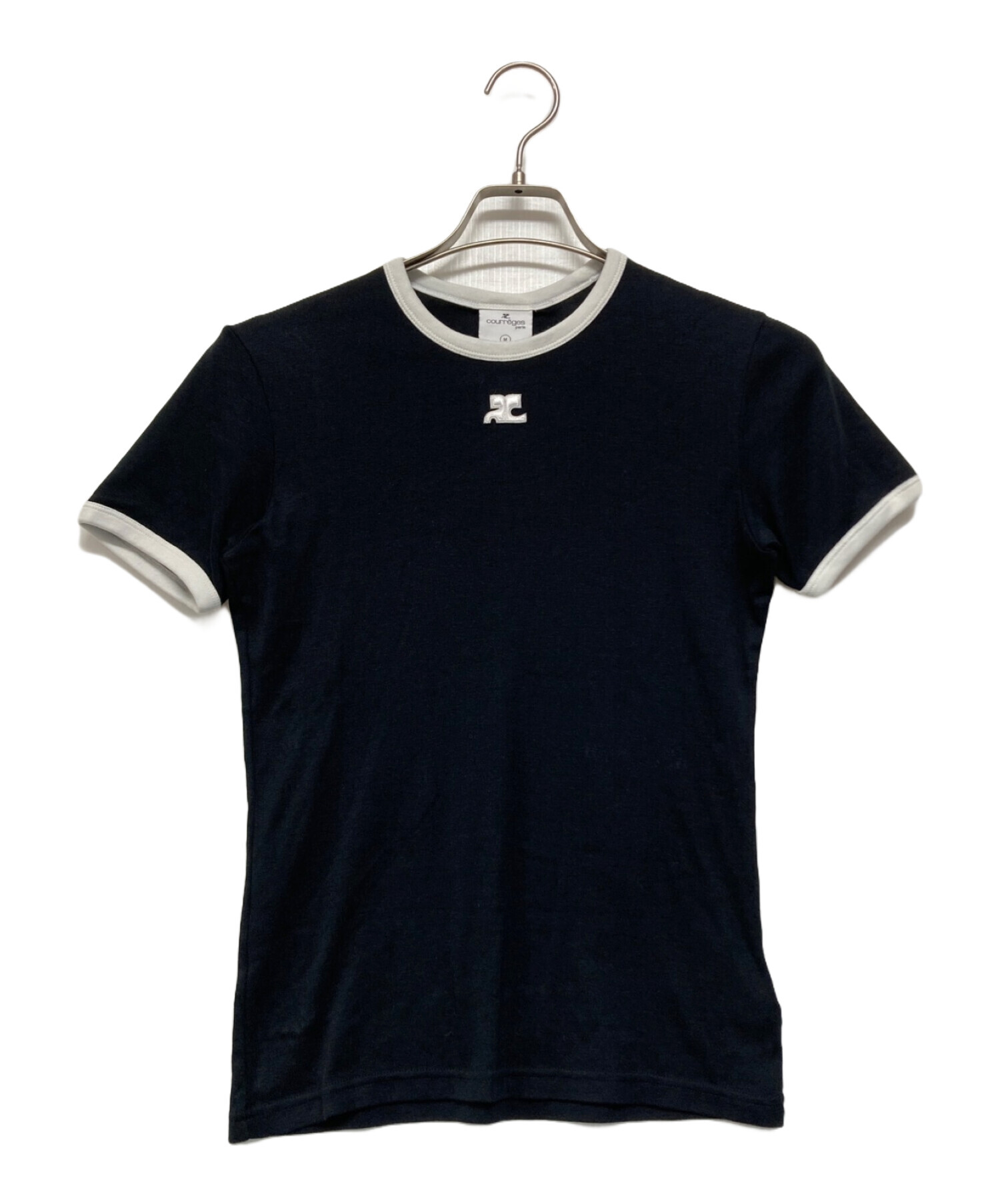 courreges (クレージュ) コントラストトリム Tシャツ ブラック サイズ:SIZE M
