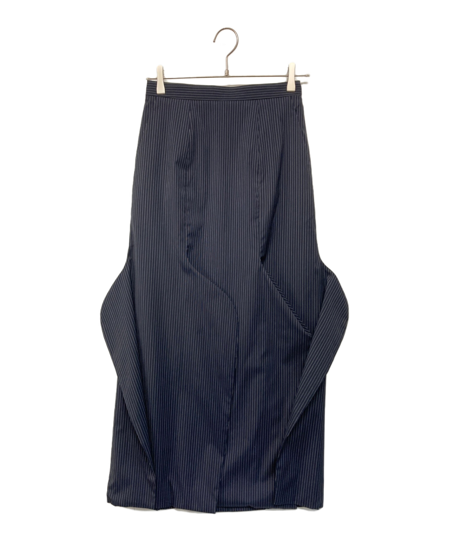 ENFOLD (エンフォルド) ストライプロングスカート ネイビー サイズ:SIZE 36
