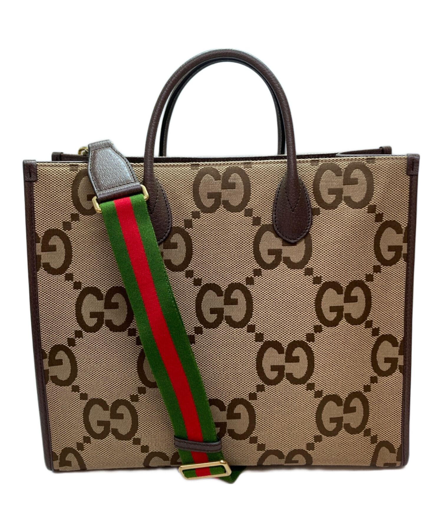 GUCCI (グッチ) ジャンボGG キャンバストートバッグ ベージュ×ブラウン