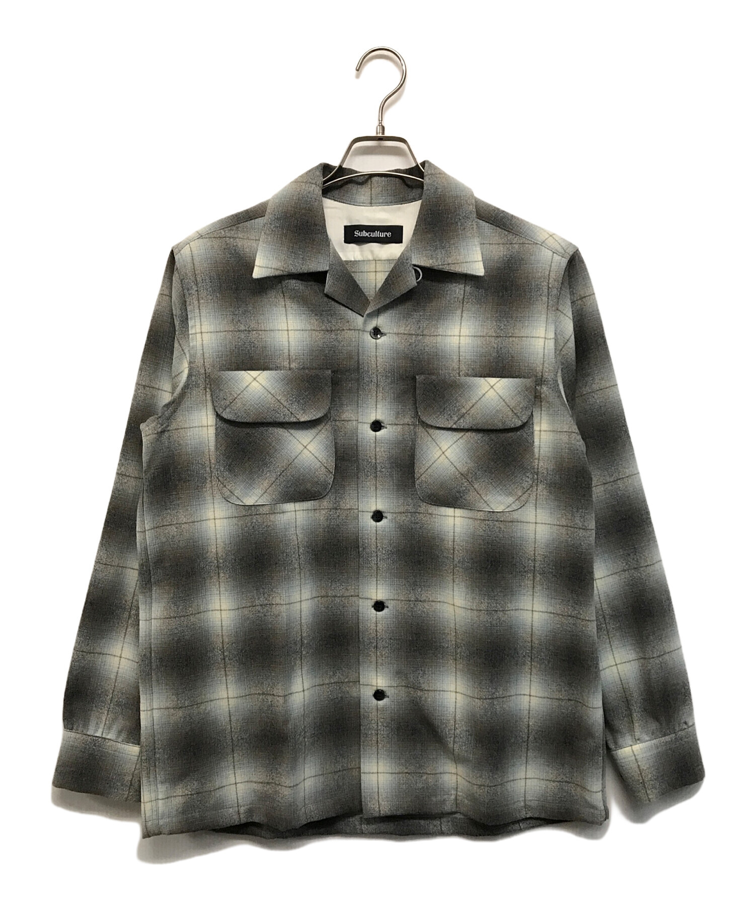 Subculture (サブカルチャー) WOOL CHECK SHIRT グレー×ホワイト サイズ:2