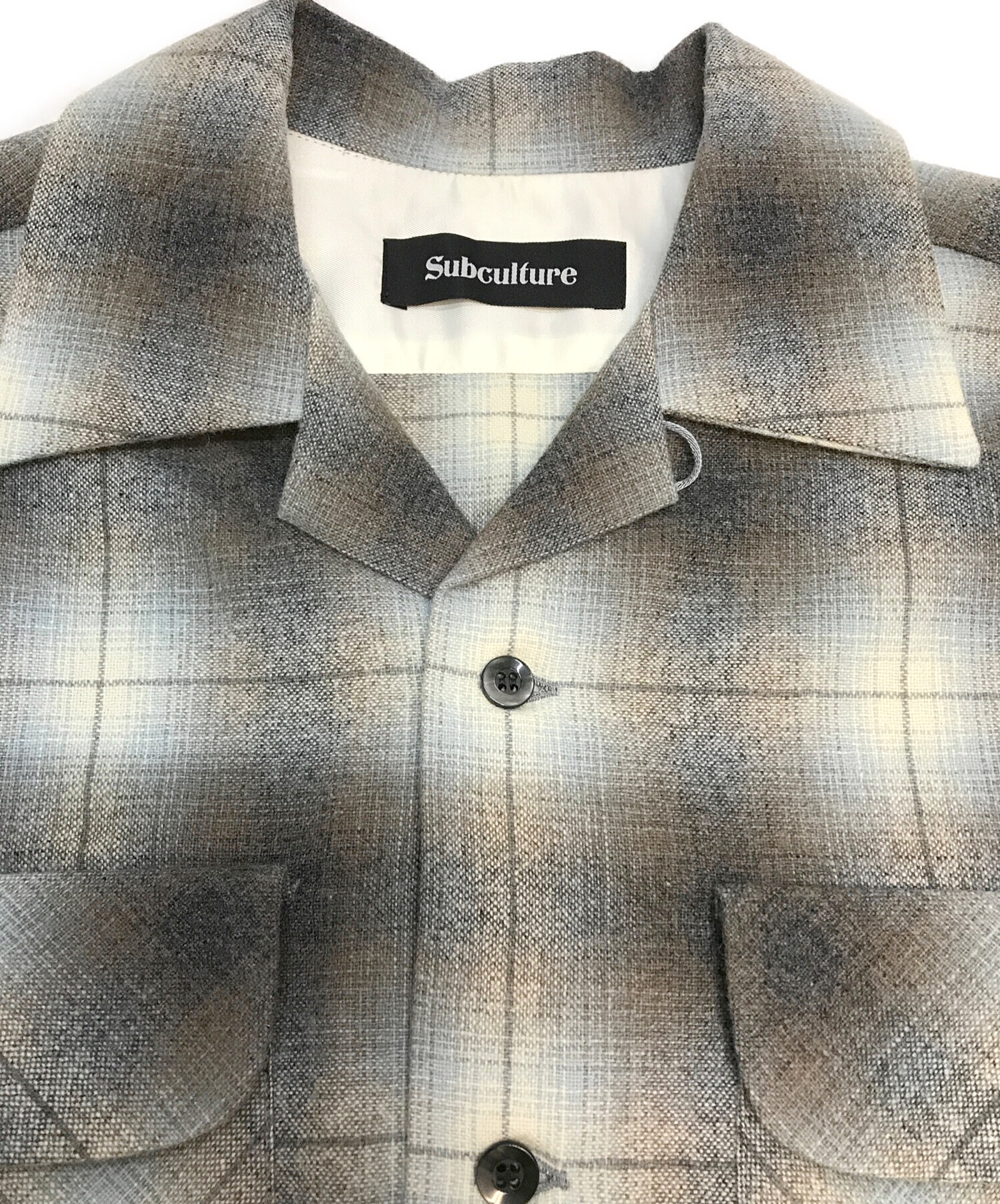 Subculture (サブカルチャー) WOOL CHECK SHIRT グレー×ホワイト サイズ:2