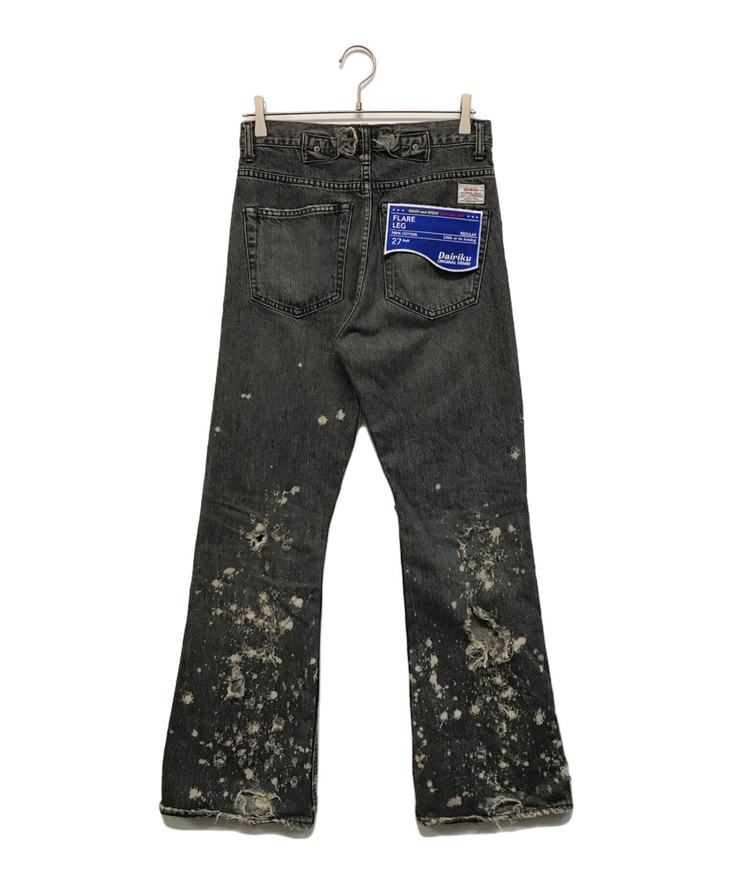 中古・古着通販】DAIRIKU (ダイリク) ダメージフレアデニムパンツ ブラック サイズ:SIZE 27｜ブランド・古着通販  トレファク公式【TREFAC FASHION】スマホサイト