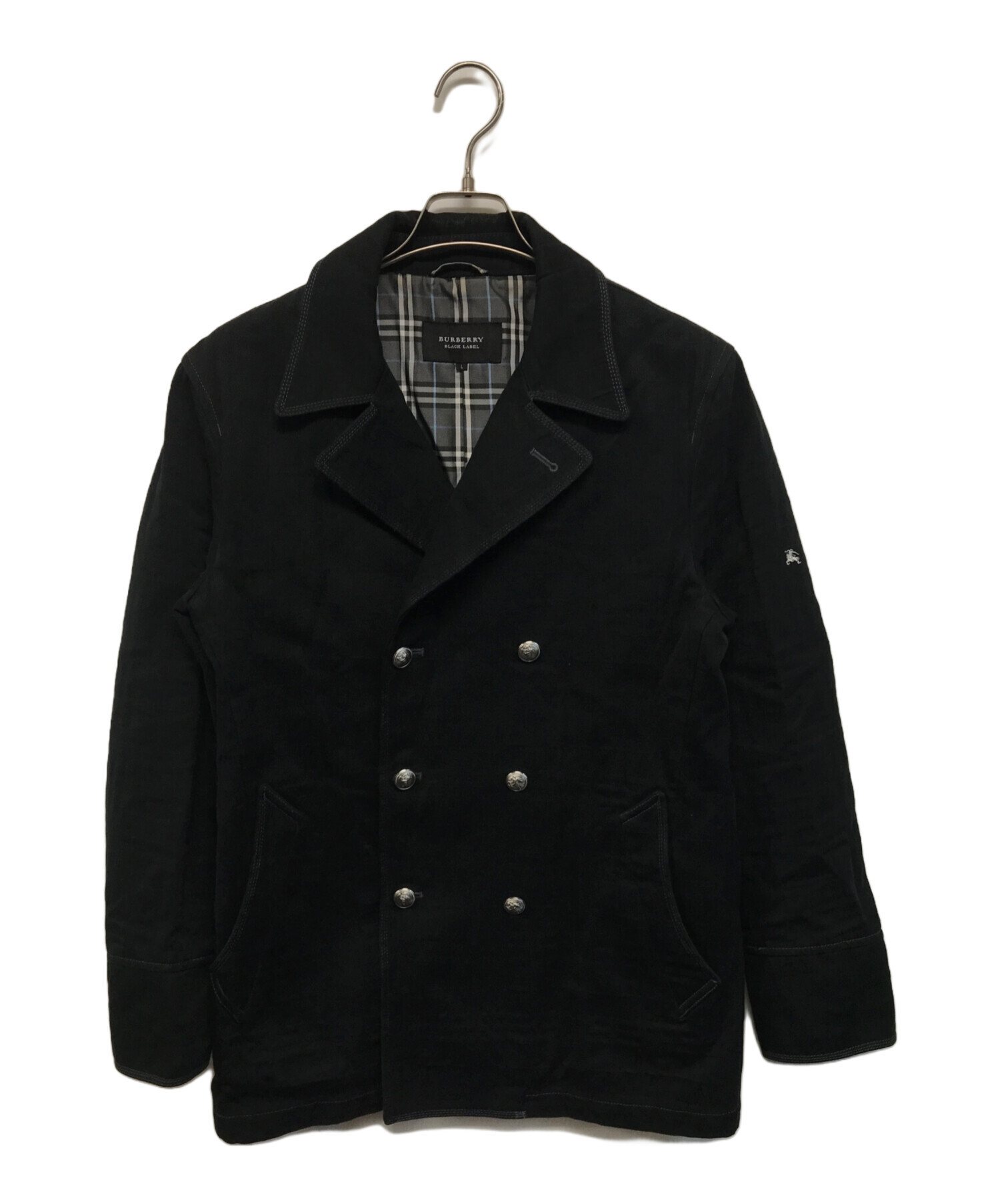 中古・古着通販】BURBERRY BLACK LABEL (バーバリーブラックレーベル) Pコート ブラック サイズ:SIZE L｜ブランド・古着通販  トレファク公式【TREFAC FASHION】スマホサイト