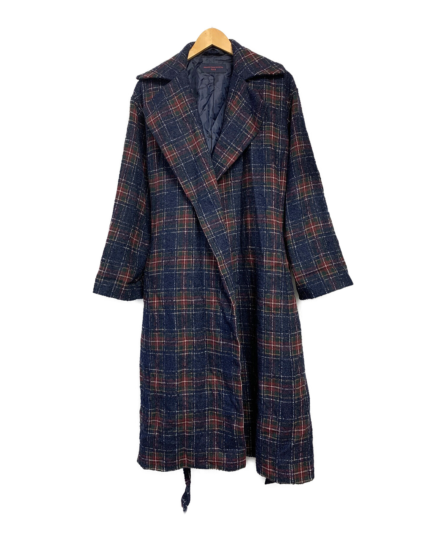 【美品】グランマママドーター ウール ロングコート チェックマチ子のお洋服