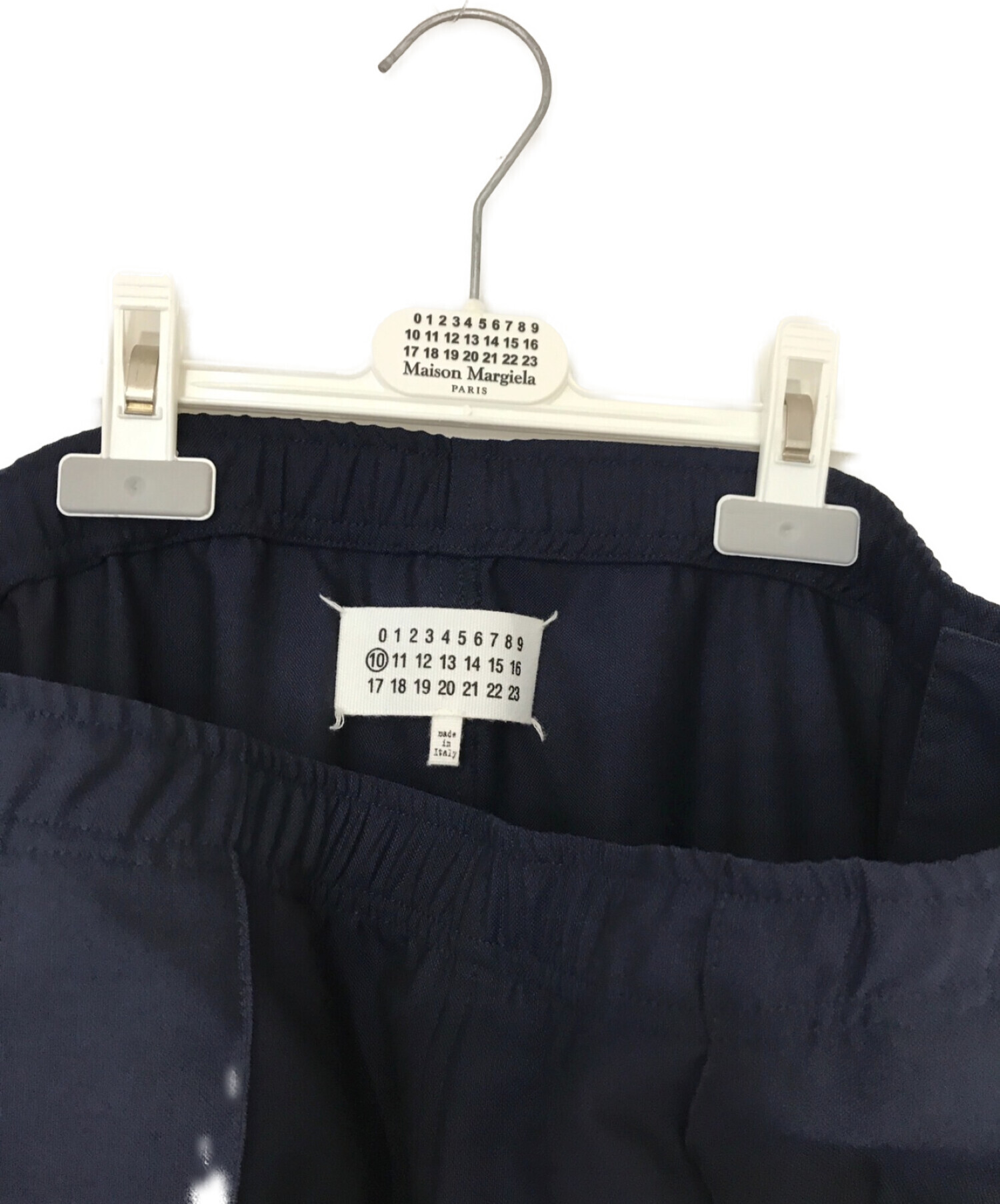 Martin Margiela 10 (マルタンマルジェラ 10) 19/SS WOOL POPELINE SIDE ZIP PANTS ネイビー  サイズ:46