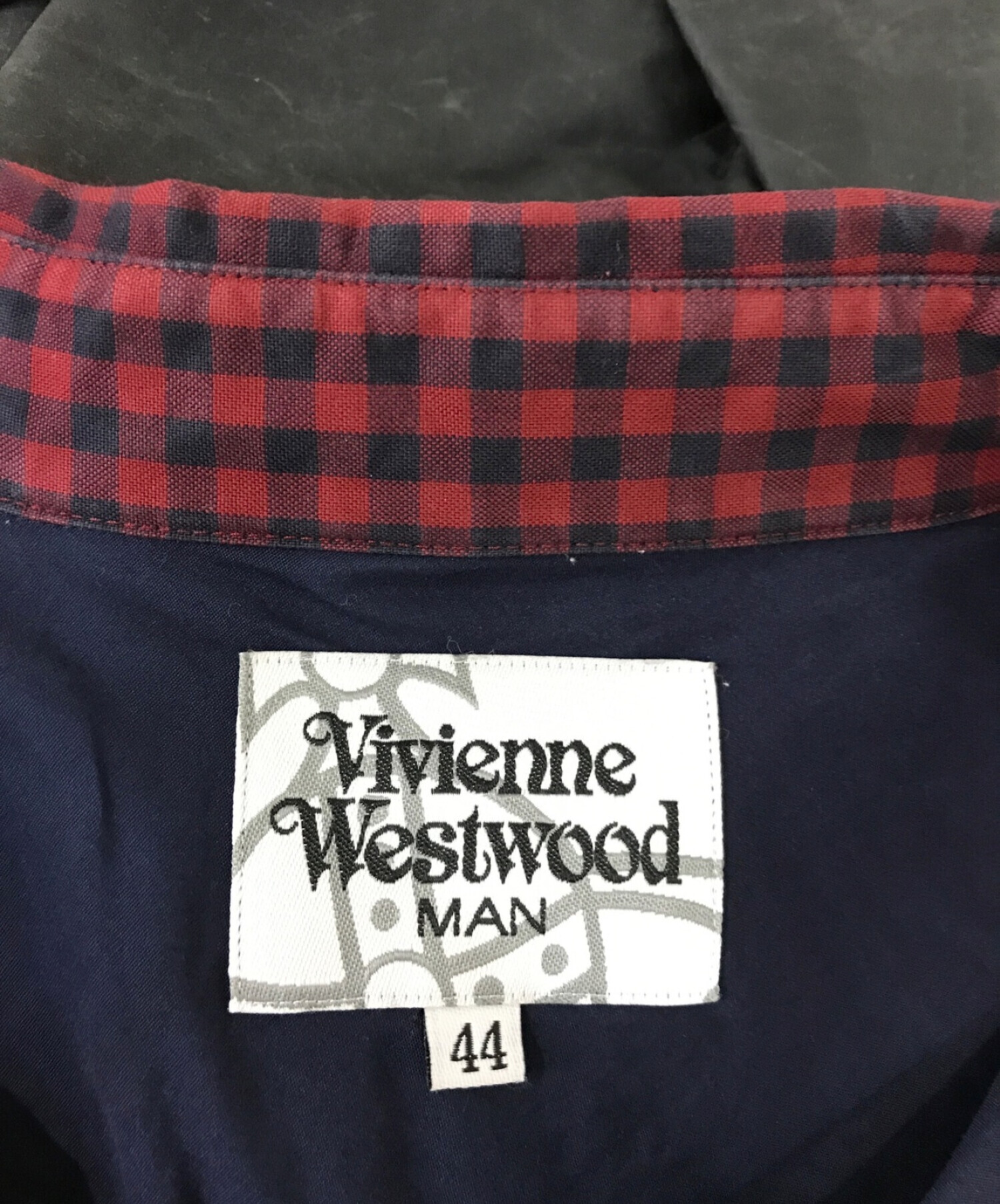 Vivienne Westwood (ヴィヴィアンウエストウッド) コントラストギンガム クラシックシャツ ネイビー サイズ:44