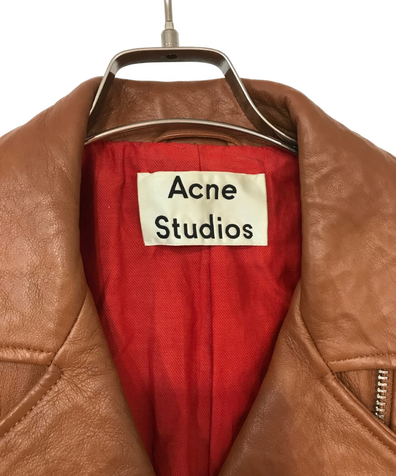 ACNE STUDIOS (アクネストゥディオズ) merlynラムダブルライダースジャケット ブラウン サイズ:36