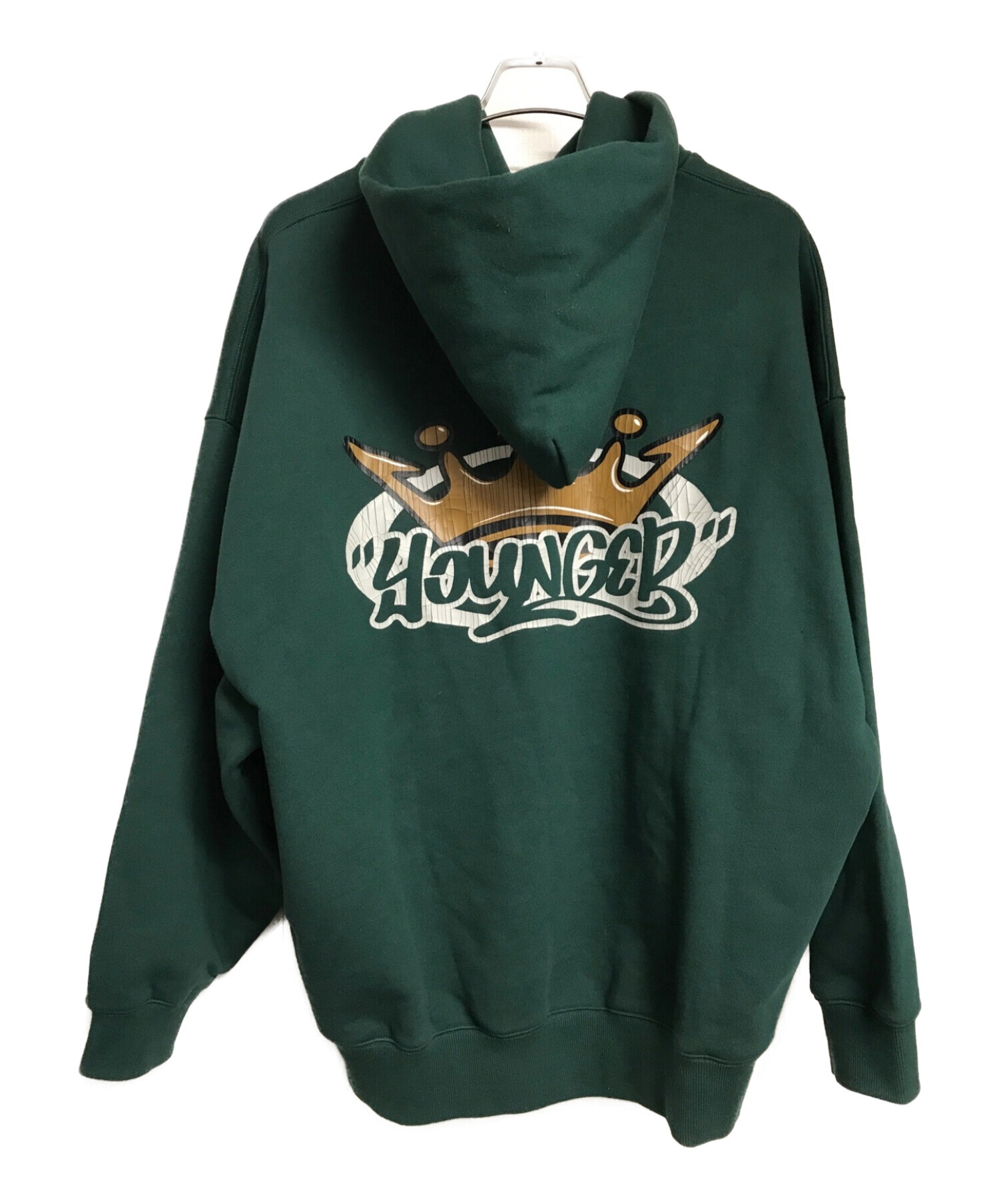 9090×younger song (ナインティーナイン×ヤンガーソング) King Logo Hoodie グリーン サイズ:L