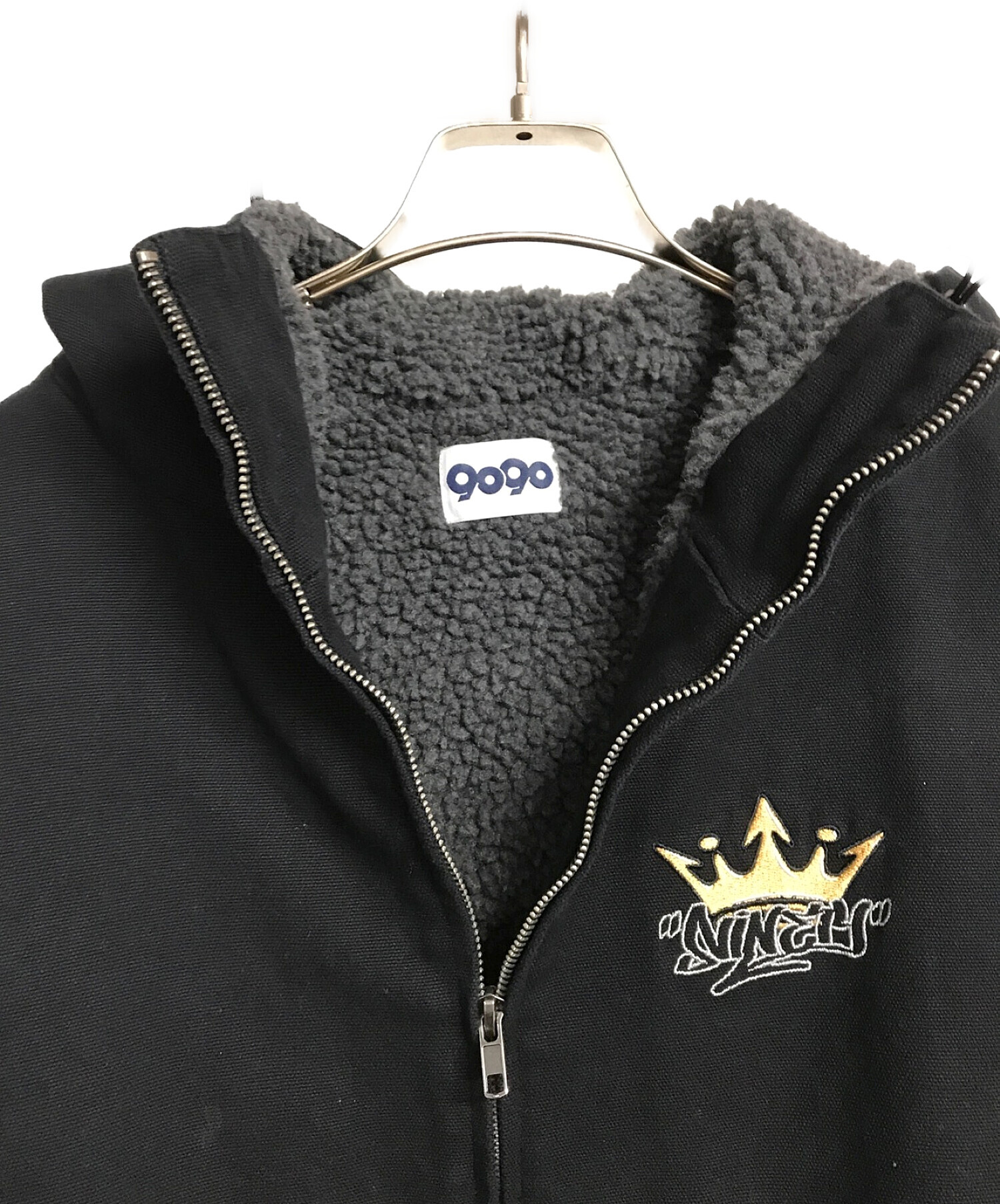 9090 (ナインティナインティ) King Logo Hooded Work Jacket ブラック サイズ:L