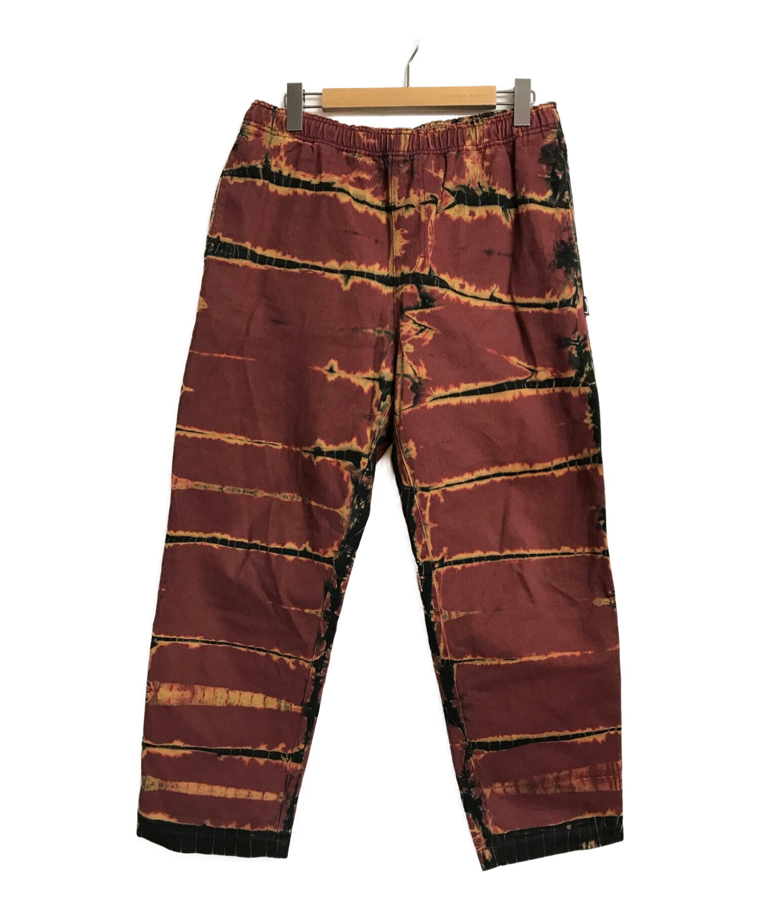 stussy (ステューシー) Rip dye beach pants レッド×ブラック サイズ:M