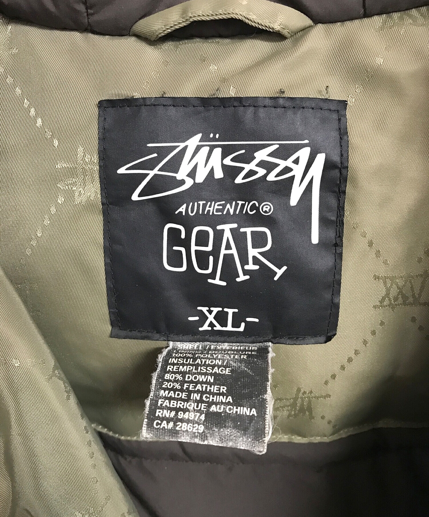 stussy (ステューシー) ダウンジャケット　モッズコート カーキ サイズ:ＸＬ