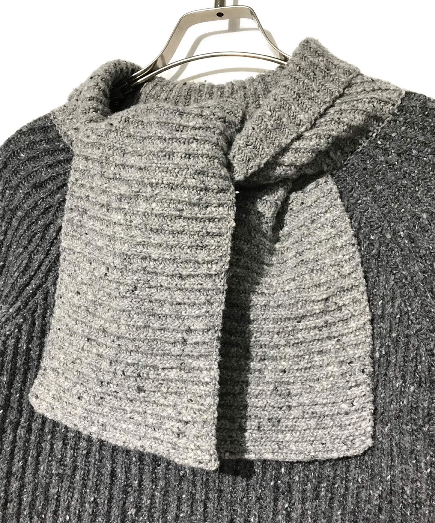 中古・古着通販】LOEWE (ロエベ) Wool Scarf Sweater グレー サイズ:M