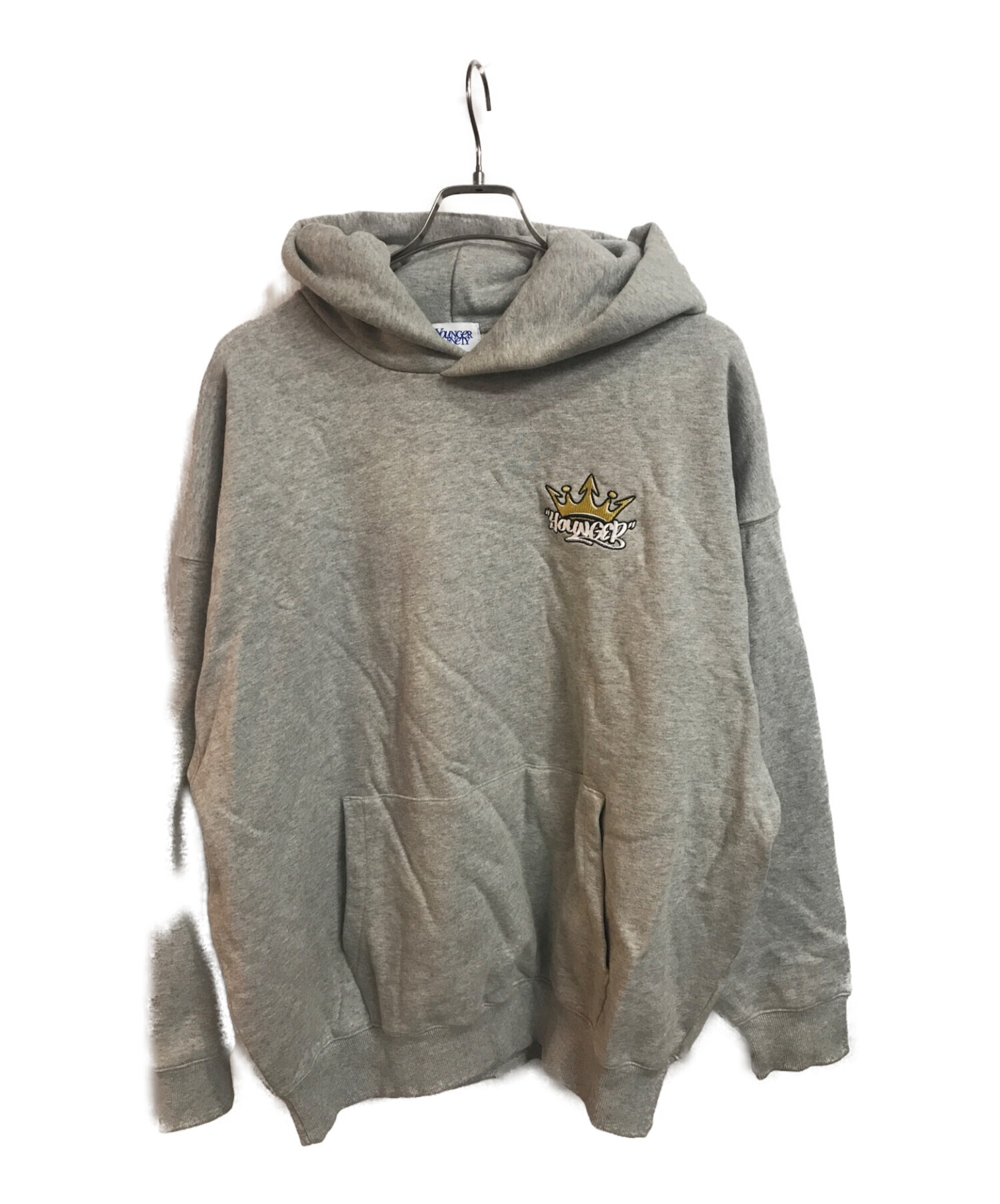 9090×younger song (ナインティーナイン×ヤンガーソング) King Logo Hoodie グレー サイズ:L