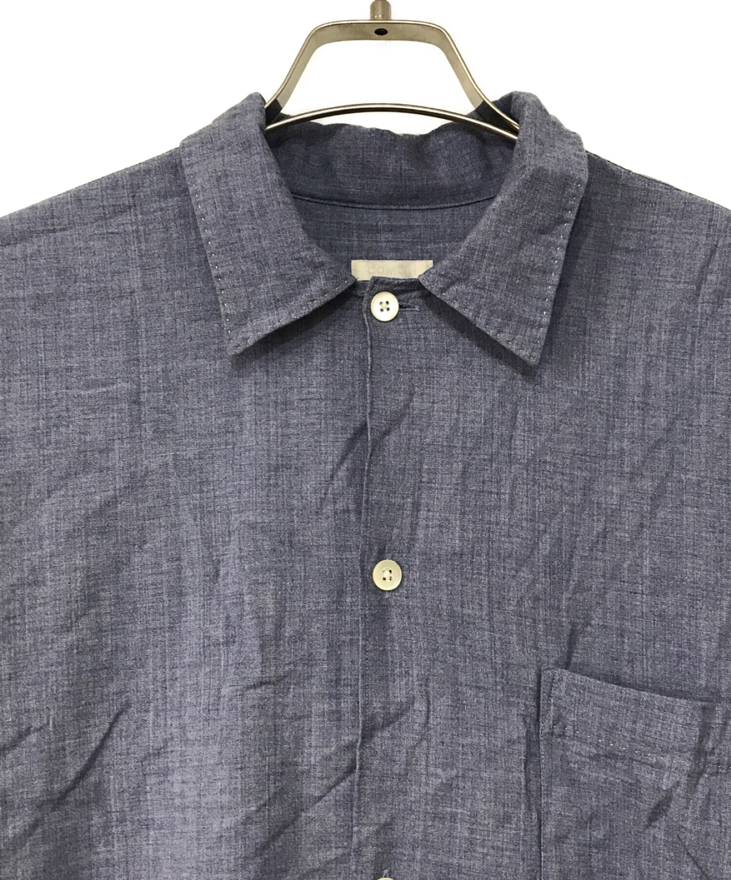COMOLI (コモリ) ヴィスコースウール オープンカラーシャツ ブルー サイズ:2