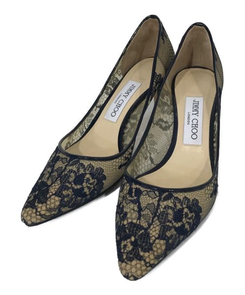 中古・古着通販】JIMMY CHOO (ジミーチュウ) レースパンプス ネイビー