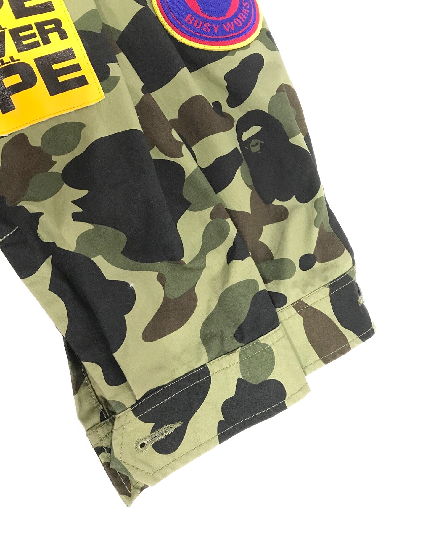 A BATHING APE (アベイシングエイプ) カモ柄ミリタリーシャツジャケット グリーン サイズ:L