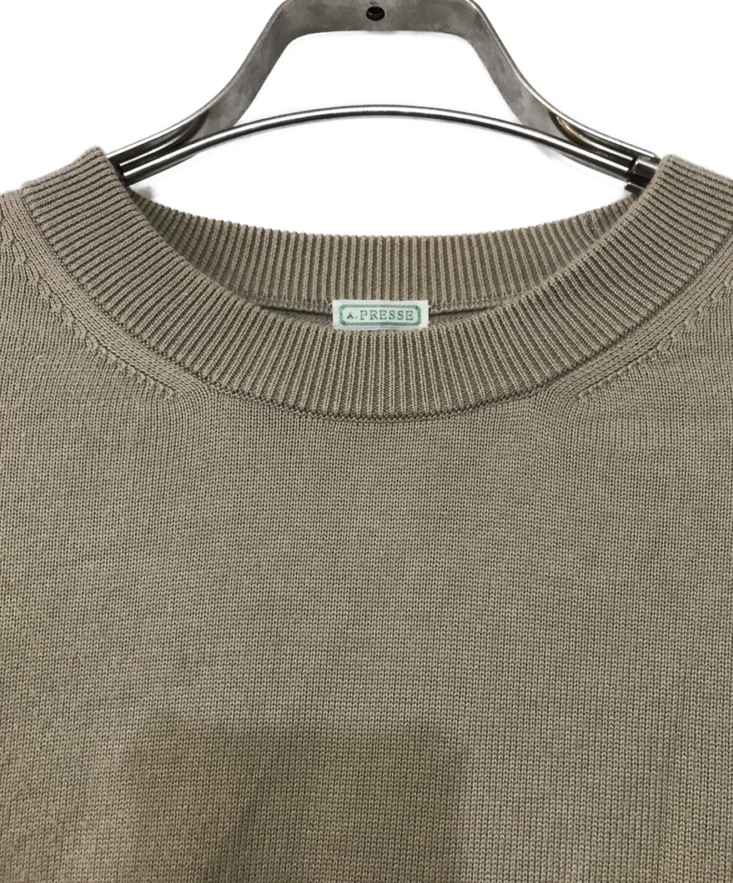 A.PRESSE (アプレッセ) Cotton Knit L/S T-Shirt ベージュ サイズ:M