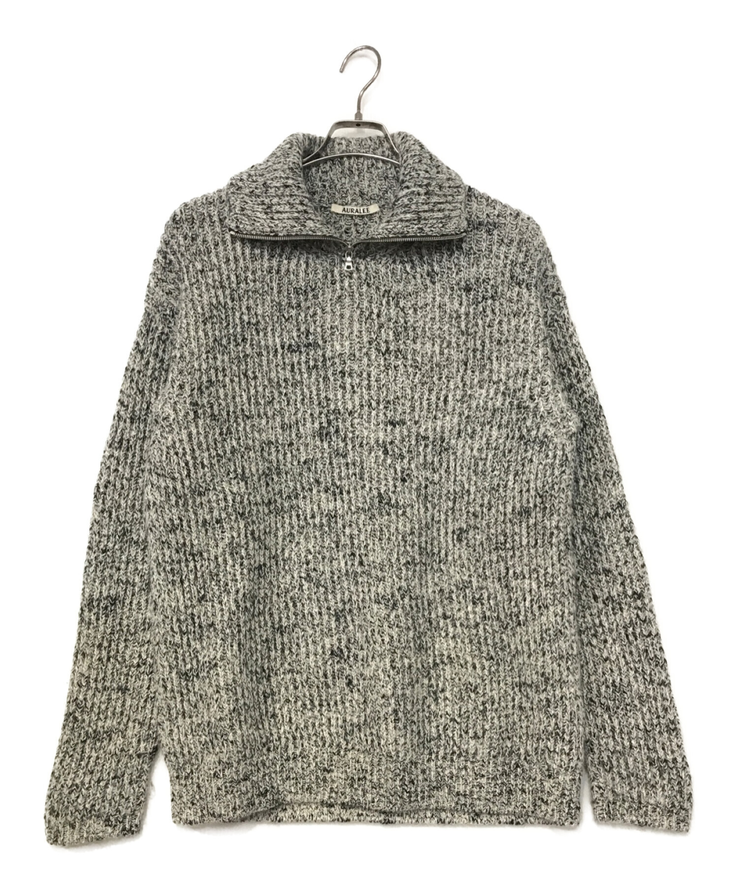 AURALEE (オーラリー) WOOL BABY ALPACA MIX RIB KNIT ZIP グレー サイズ:4