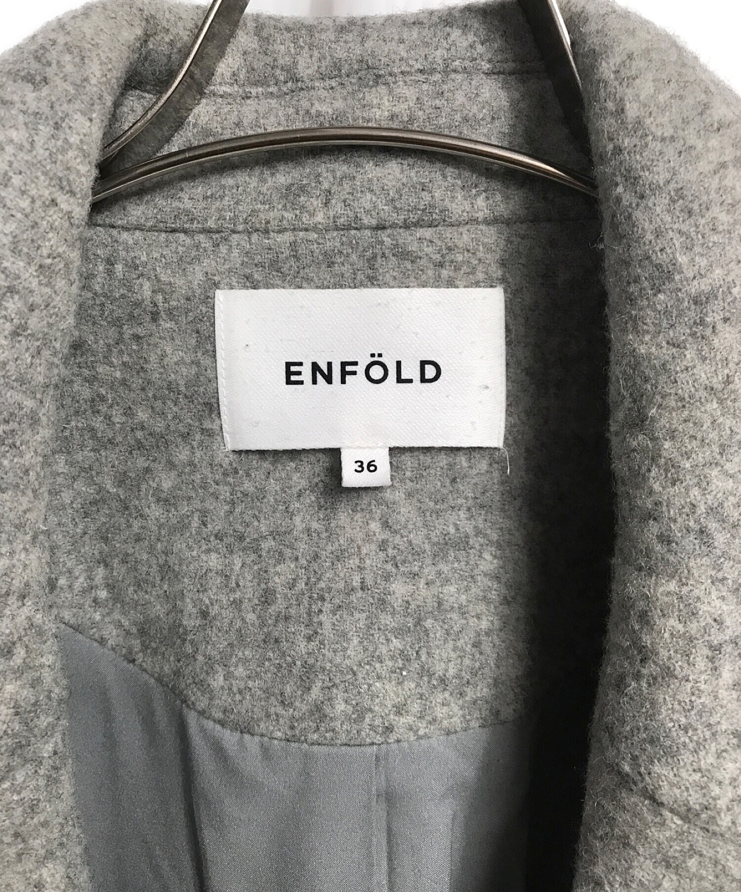 ENFOLD (エンフォルド) ウールウィンドストッパーコート グレー サイズ:S