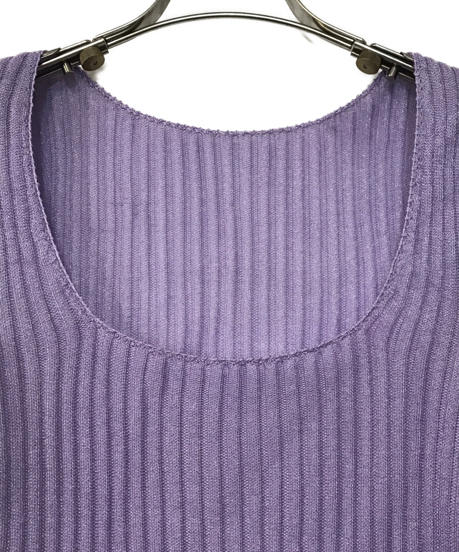 試着のみですBeaded Flared Sleeve Knit Top - purple