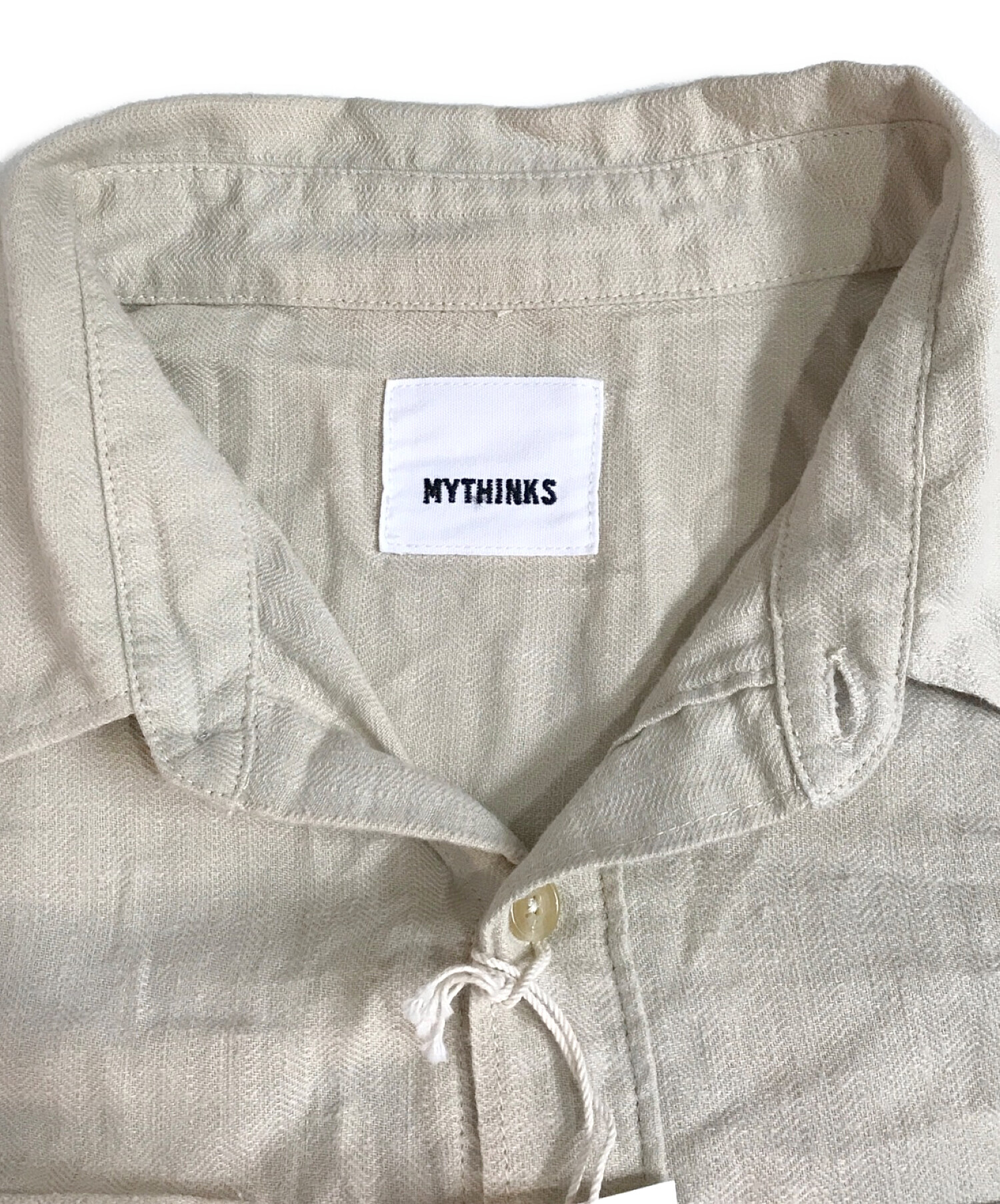 MYTHINKS (マイシンクス) ヘリンボーンシャツ ベージュ サイズ:M 未使用品