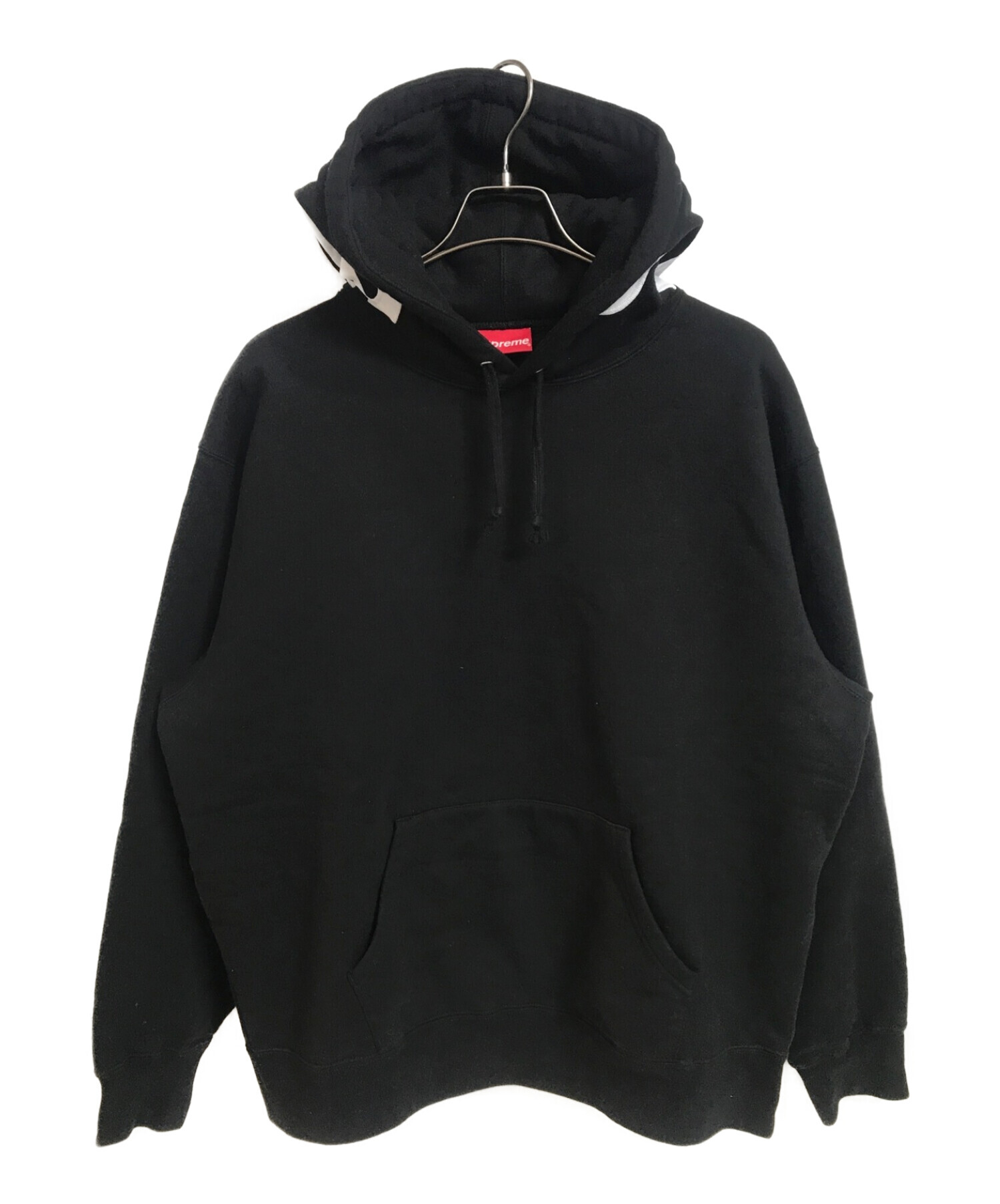 一度着用のみの美品ですSupreme Contrast Hooded Sweatshirt 黒 L