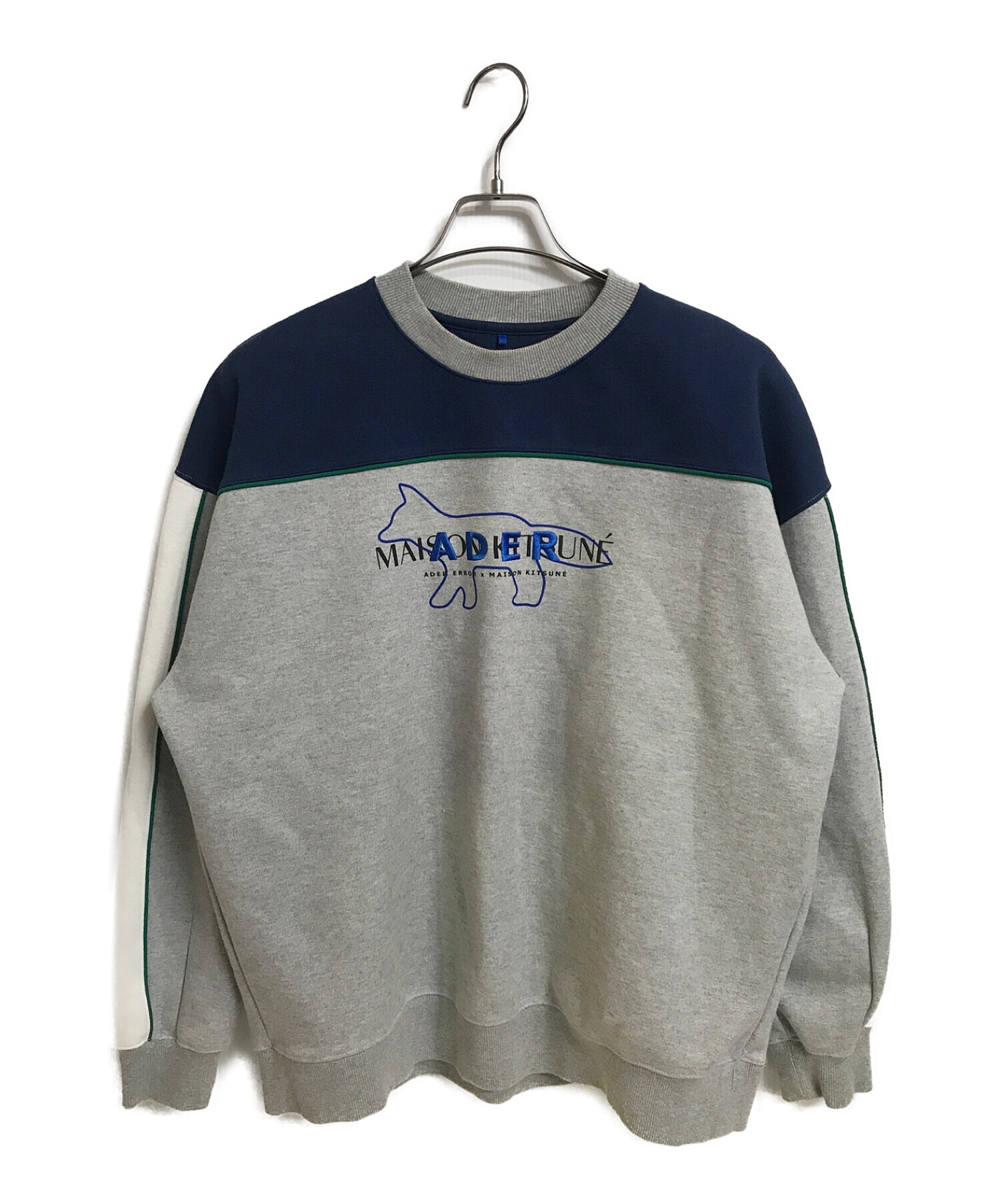 ADER error (アーダーエラー) maison kitsune (メゾンキツネ) コラボクルーネックスウェット グレー サイズ:a1