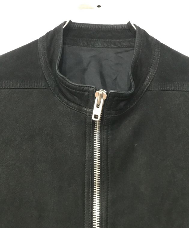 RICK OWENS (リック オウエンス) ジップアップヌバックレザージャケット ブラック サイズ:46