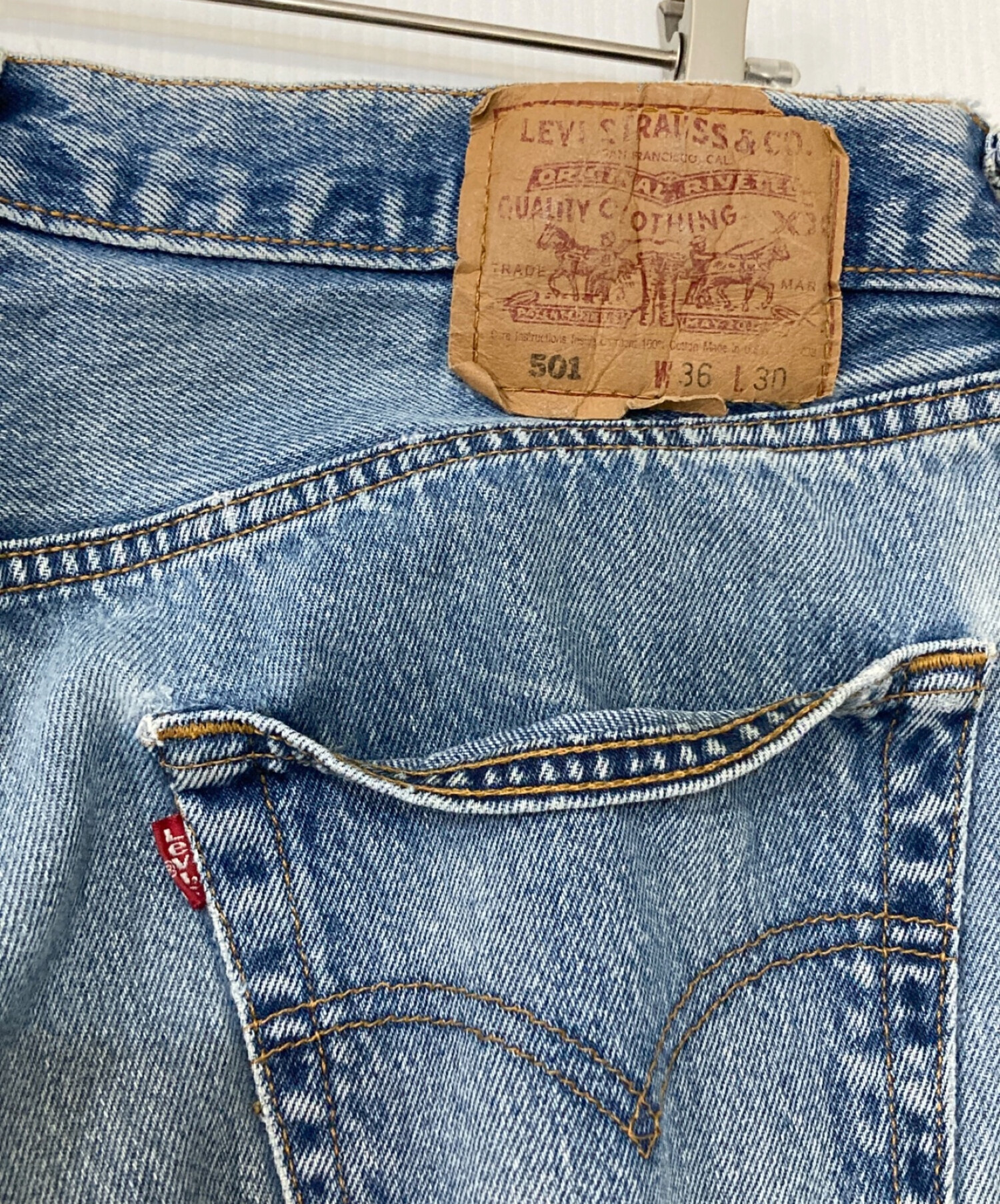 中古・古着通販】LEVI'S (リーバイス) USA製501デニムパンツ ブルー 