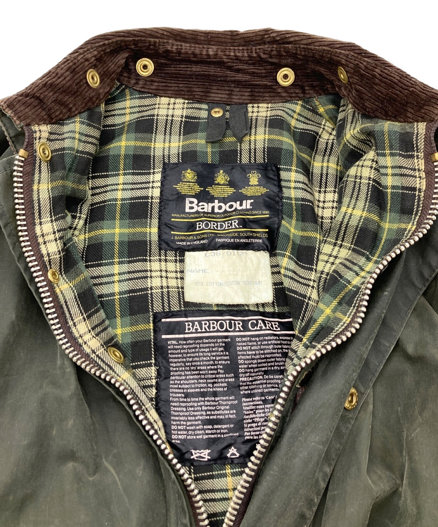 Barbour (バブアー) 3ワラント BORDER コート オリーブ サイズ:C36