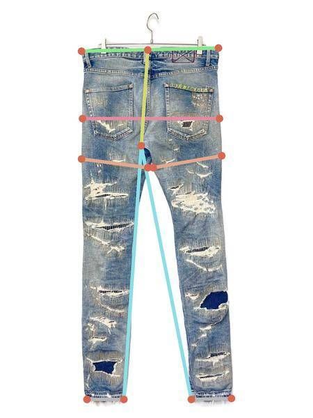 【中古・古着通販】MLVINCE (メルヴィンス) TYPE-1 SLIM DESTROYED JEANS インディゴ サイズ:32｜ブランド・古着通販  トレファク公式【TREFAC FASHION】スマホサイト