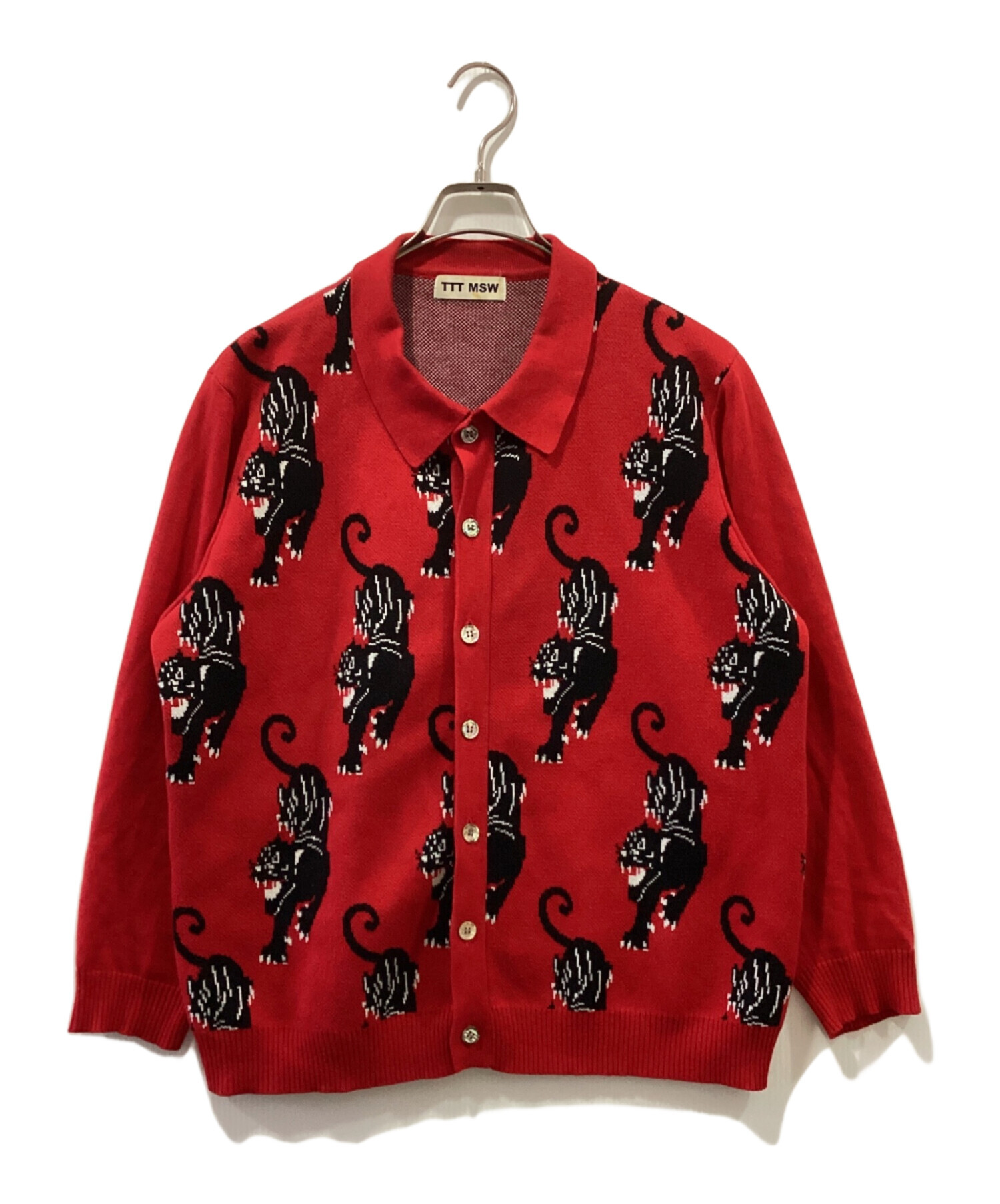 中古・古着通販】TTT MSW (ティー) Panther Knit Cardigan レッド サイズ:M｜ブランド・古着通販  トレファク公式【TREFAC FASHION】スマホサイト